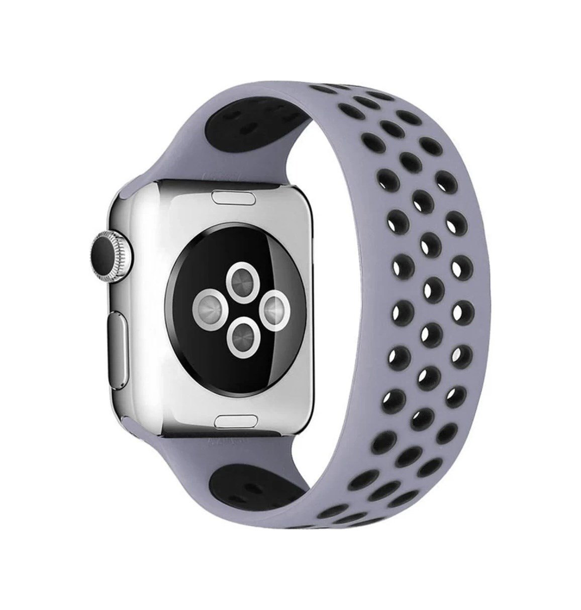 Apple Watch 42mm Uyumlu Ayarlı Delikli Silikon Kordon - Gri-siyah Diğer