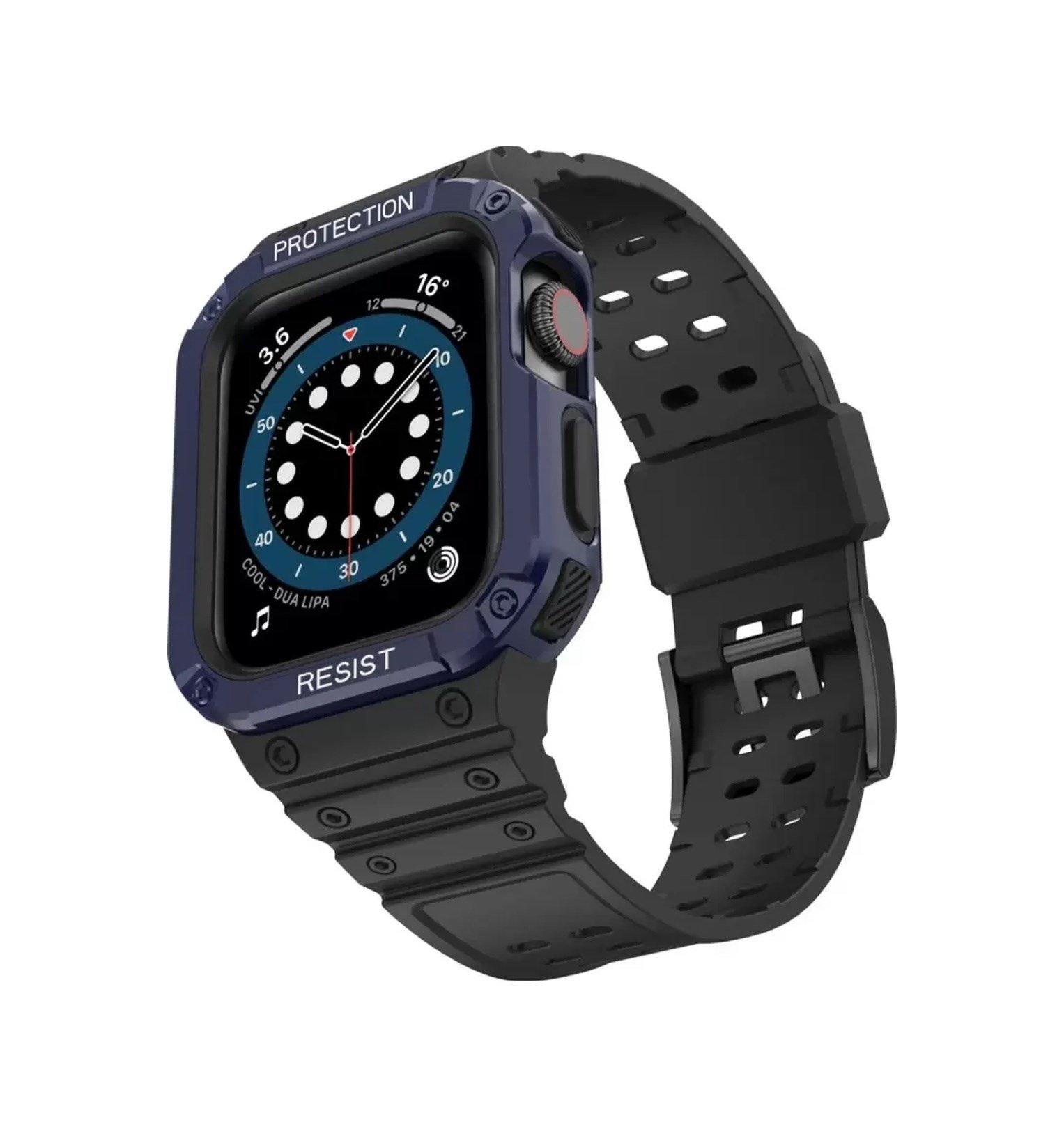 Apple Watch 42mm Uyumlu Kr401 Silikon Kordon - Siyah-mavi -