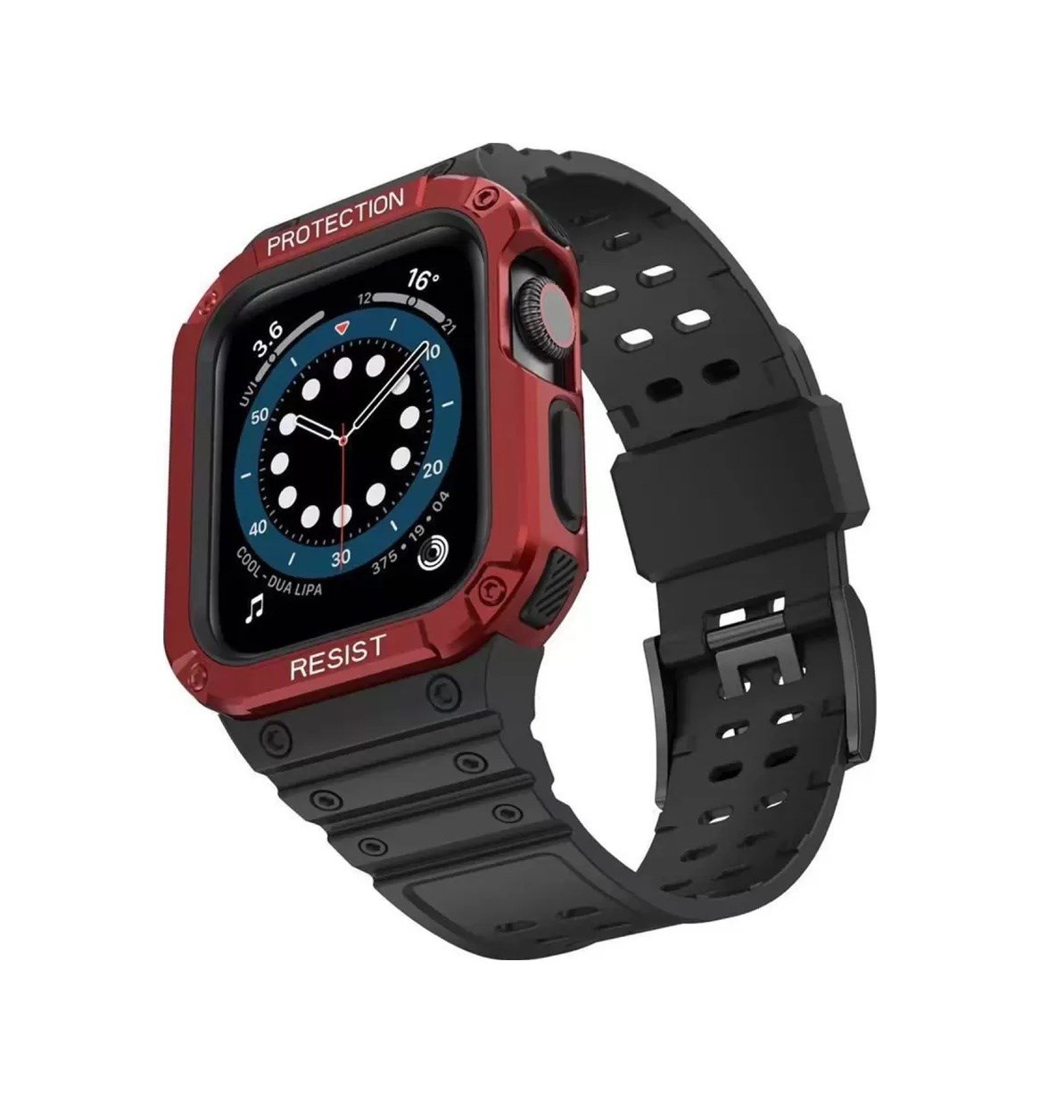 Apple Watch 42mm Uyumlu Kr401 Silikon Kordon - Siyah-kırmızı -