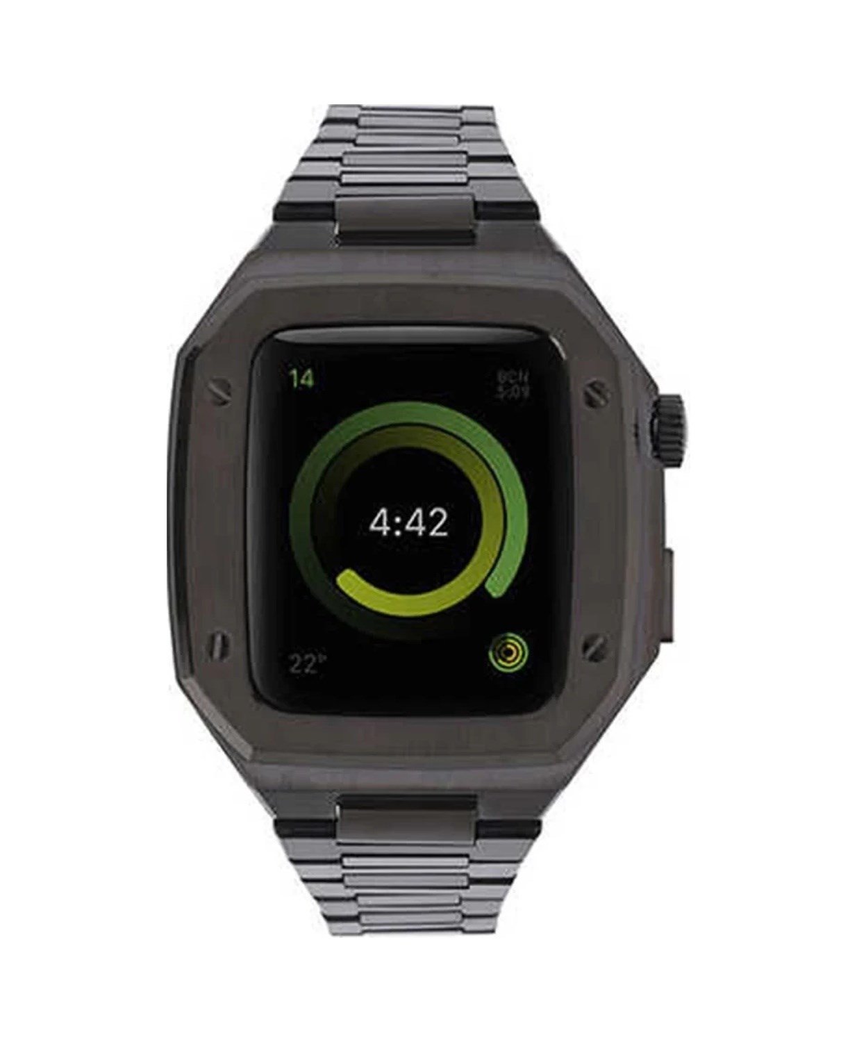 Apple Watch 44mm Uyumlu Metal Petek Kasalı Kordon - Siyah Diğer