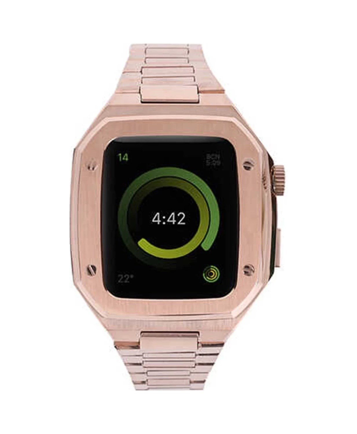 Apple Watch 44mm Uyumlu Metal Petek Kasalı Kordon - Rose Gold -