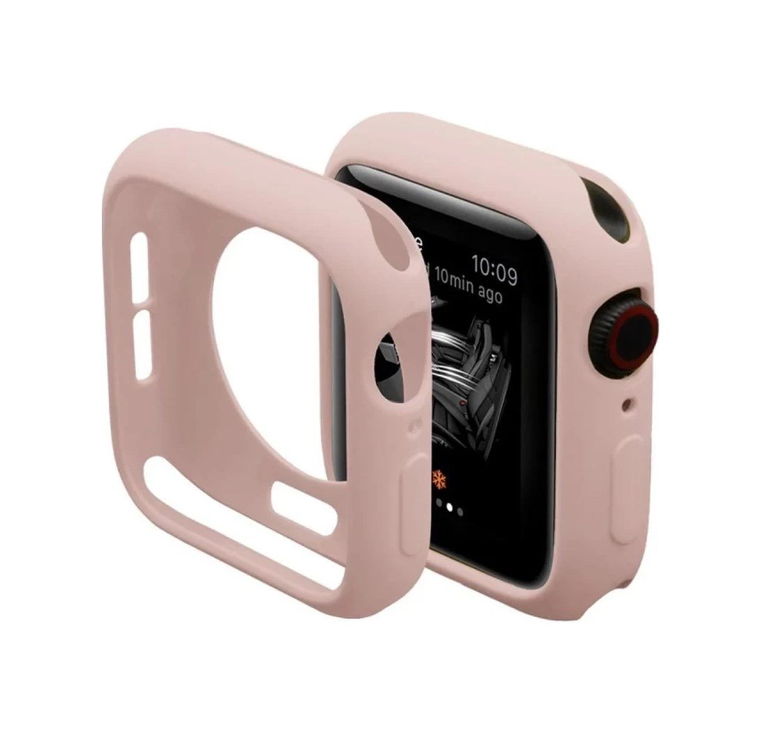 Apple Watch 44mm Uyumlu Silikon Alt Kasa - Pudra -