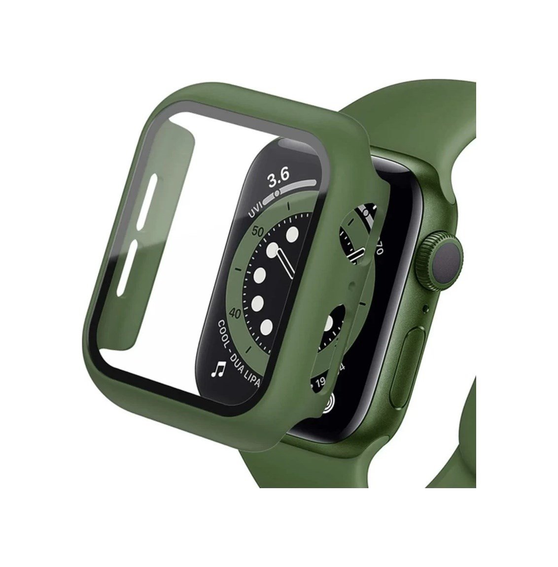 Apple Watch Ultra 49mm Uyumlu Camlı Kasa Ekran Koruyucu - Koyu Yeşil Diğer