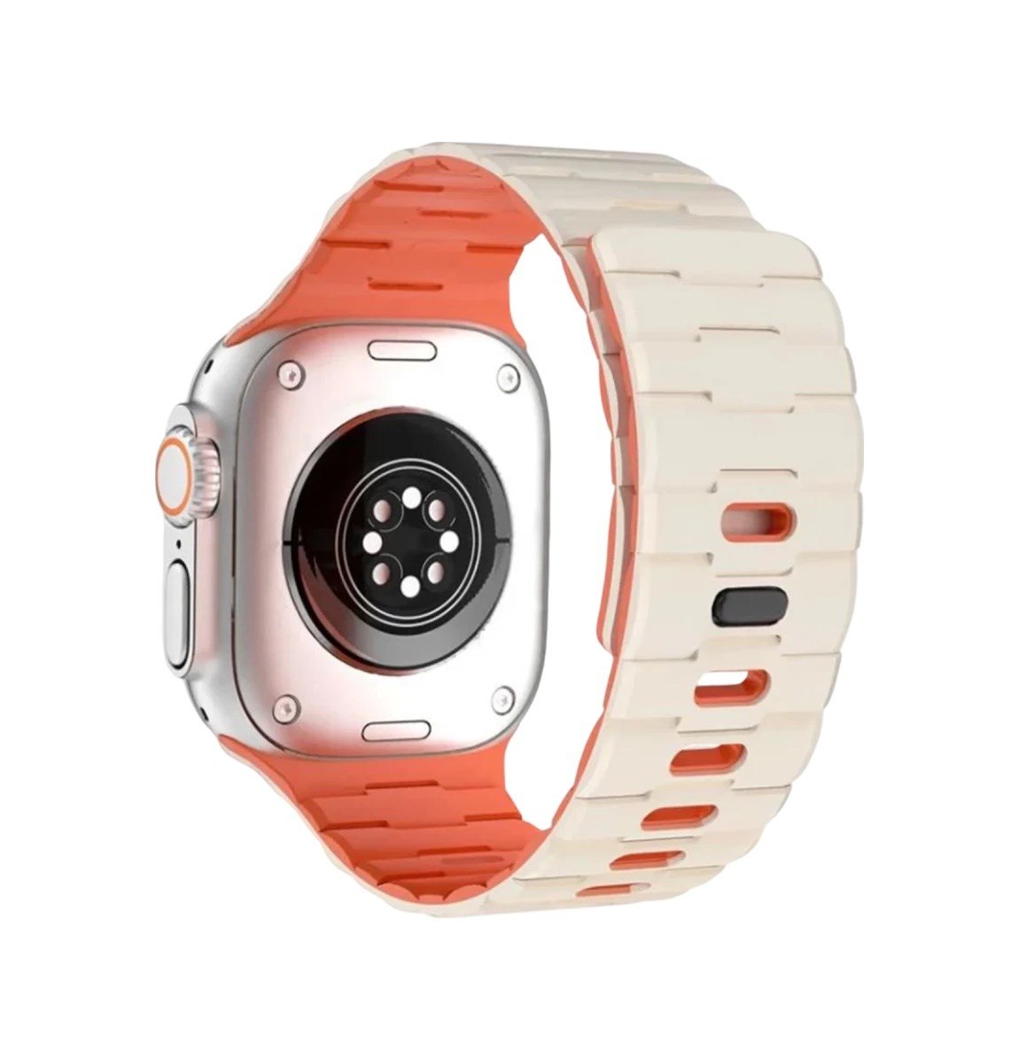 Apple Watch Ultra 49mm Uyumlu Wowen Kordon - Beyaz-turuncu -