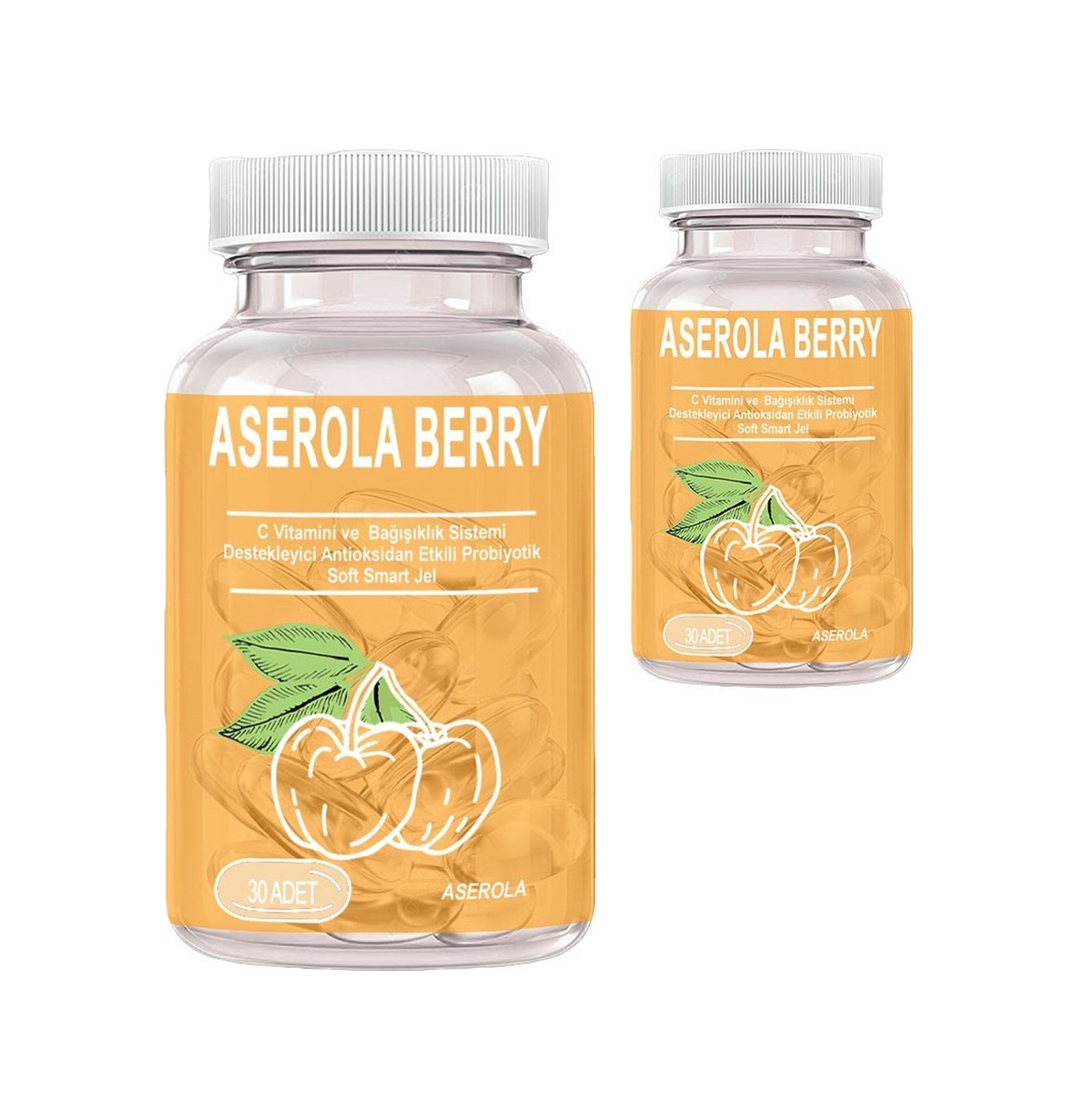 Aserola Berry 2 Kutu Aserola Ekstratlı C Vitaminli Antioksidanlı Probiyotik 30lu Soft Jel Kapsüller