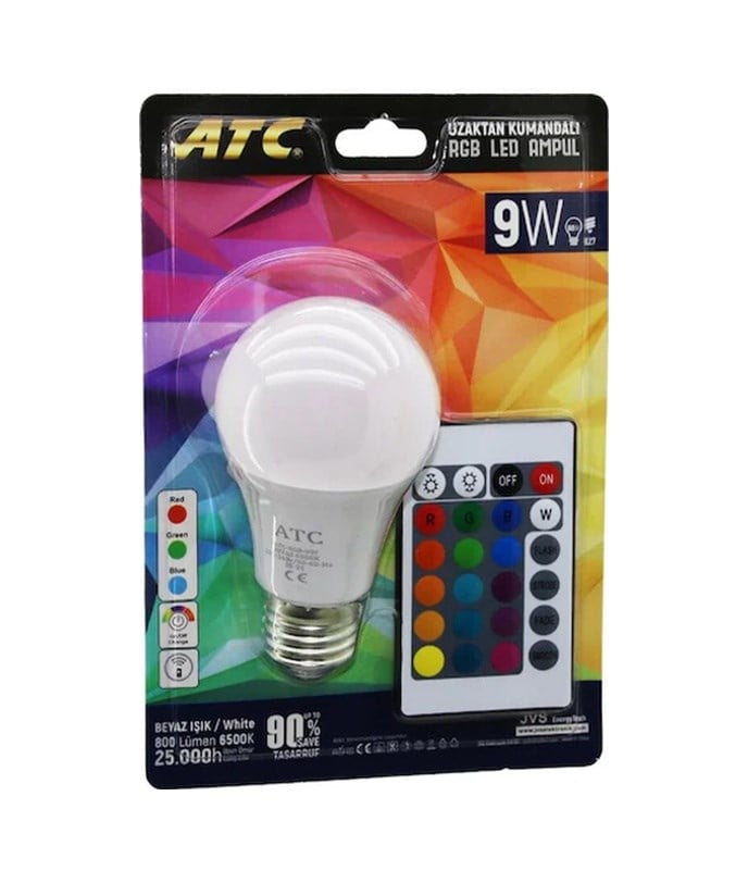Atc 9w Kumandalı Beyaz+rgb Led Ampul 1 Adet