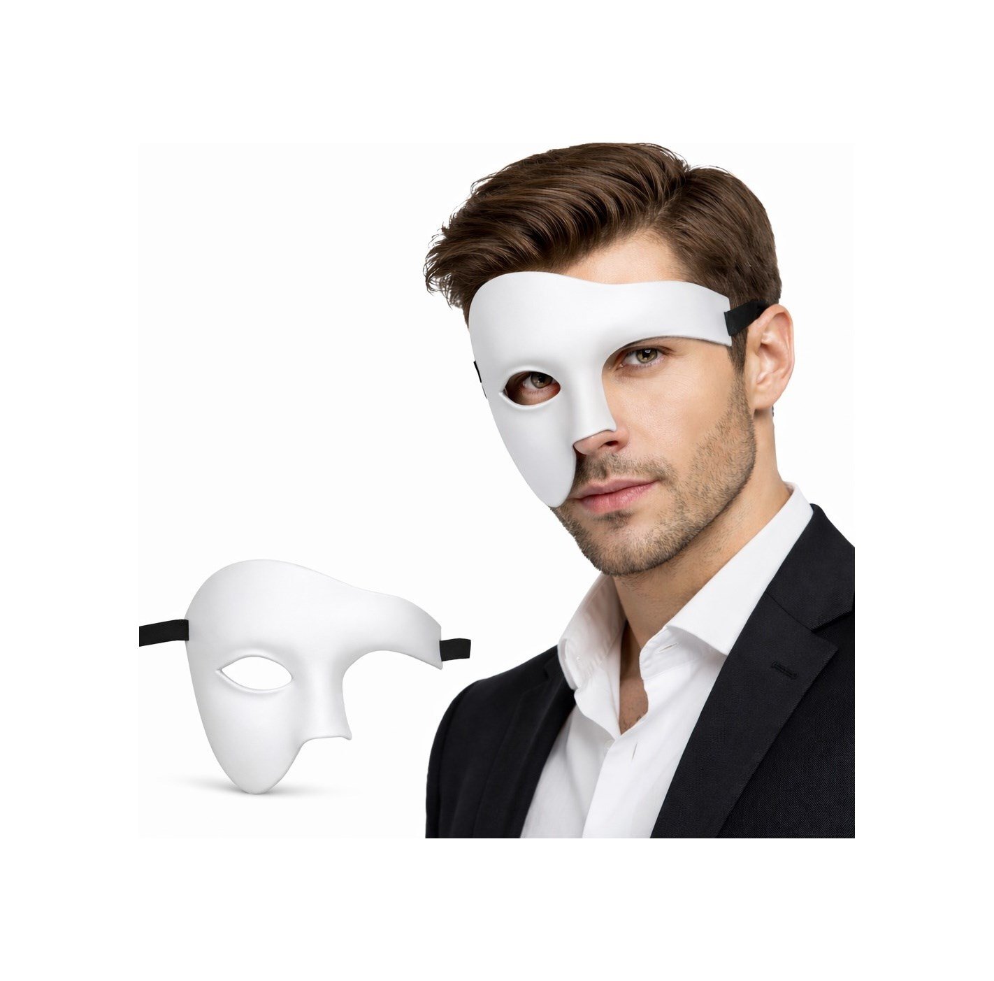 Beyaz Yarım Erkek Maske Phantom Parti & Balo Maskesi Çok Renkli Standart