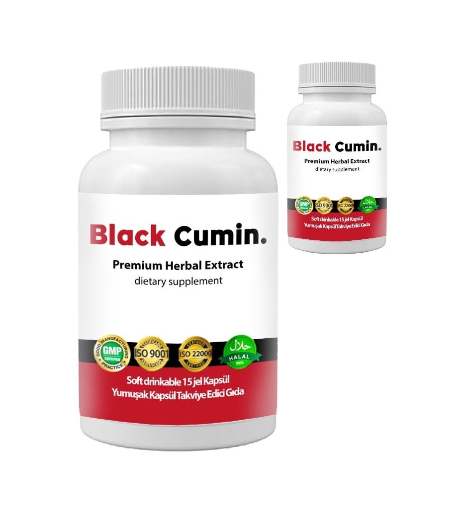 Black Cumin - 2 Adet Soğuk Sıkım Siyah Kimyon Tohumu Yağı Ve Nigella Sativa Tohumlu 15 Soft Jel Kapsül