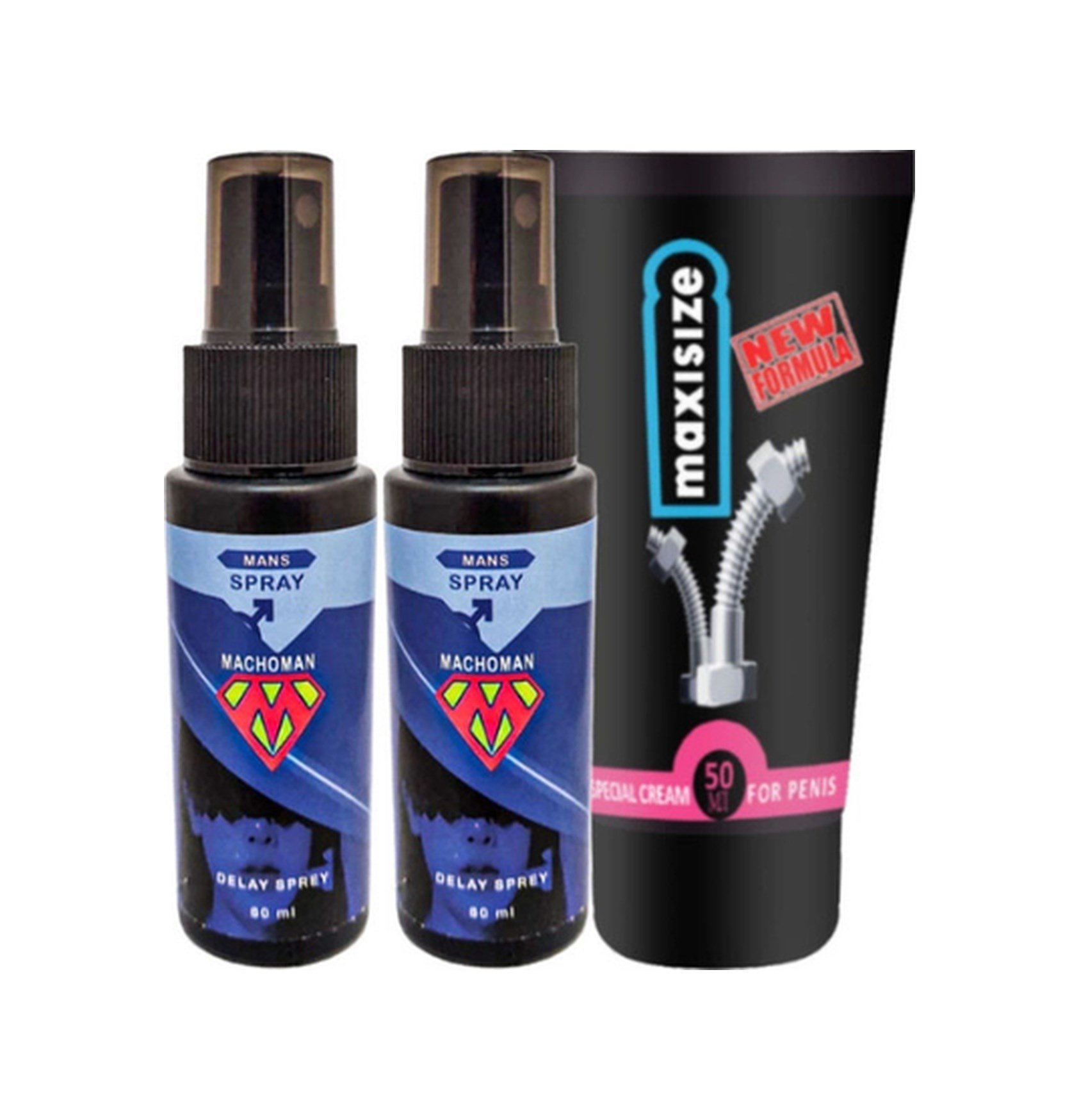 Bonie 2 Tane Machoman 60 Ml Erkek Zaman Spreyi + Maxi Size Erkek Özel Yeri Boyutlandırıcı Krem