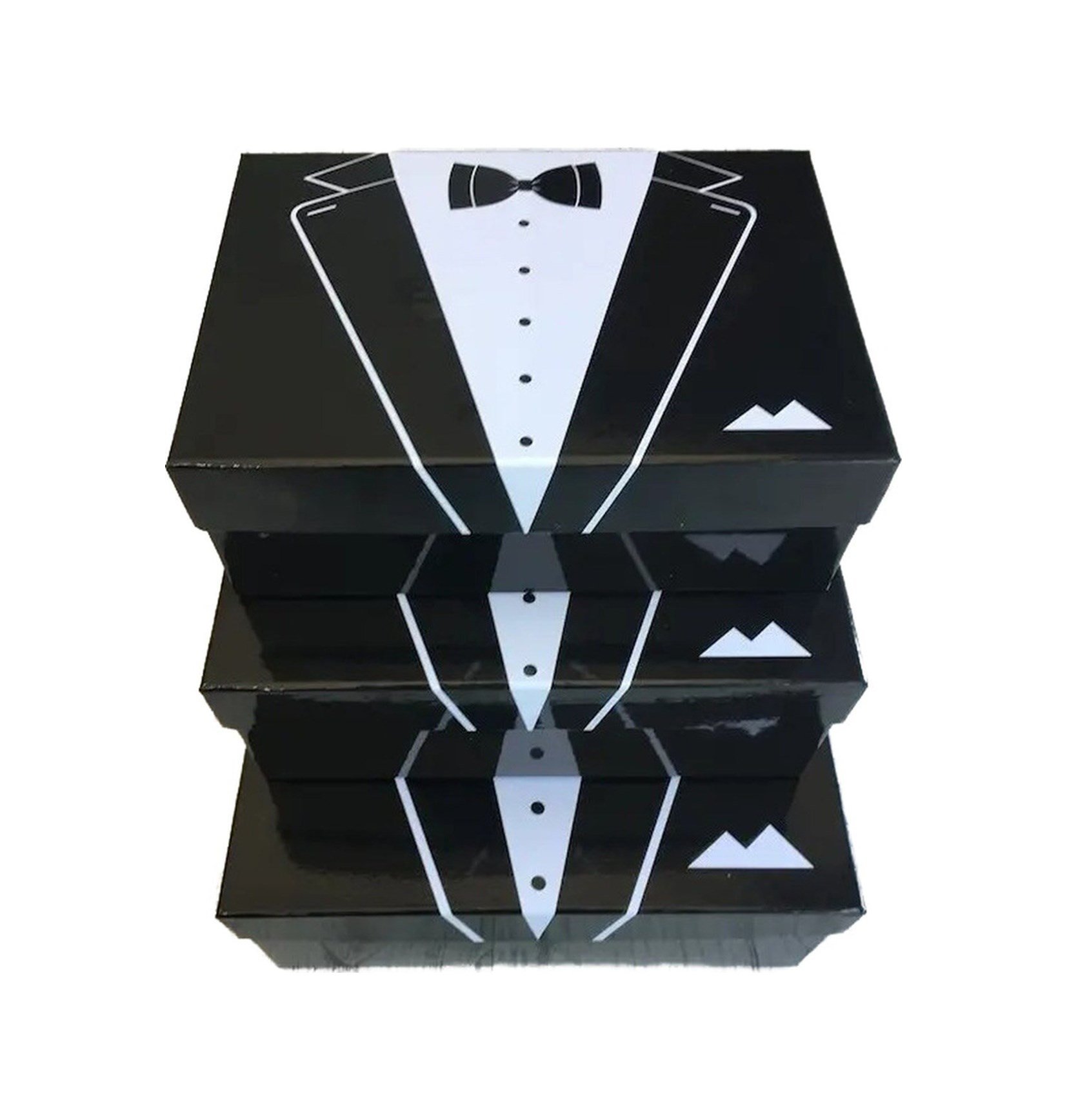 Damat Bohçası Smokin İnce Model 3 Lü Damat Kutusu - Katlanmamış - Demonte