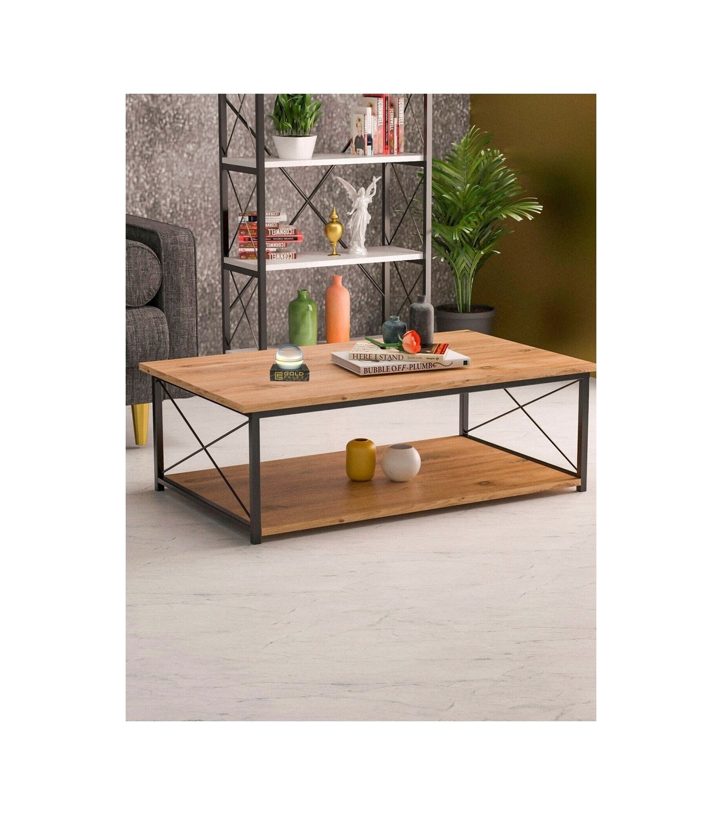 Double Orta Sehpa Ceviz 90x50 Cm Çok Renkli