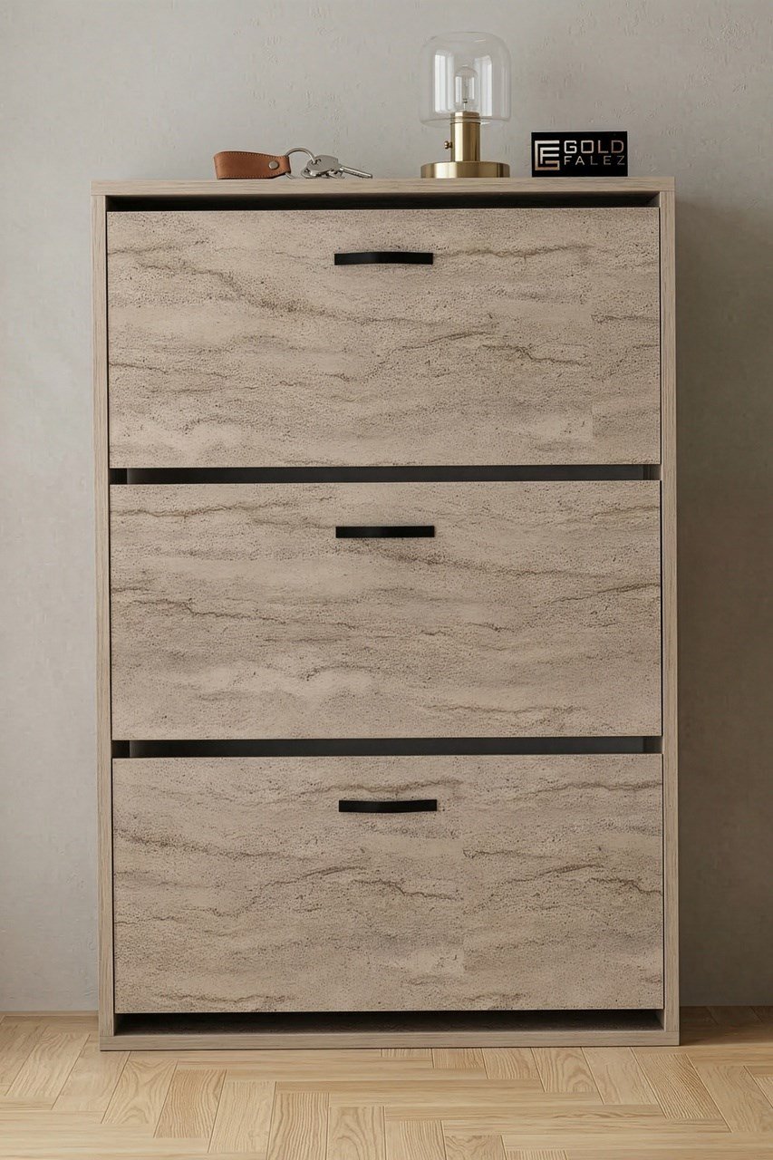 Düşer Kapaklı Ayakkabılık Ekru 74 Cm Çok Renkli