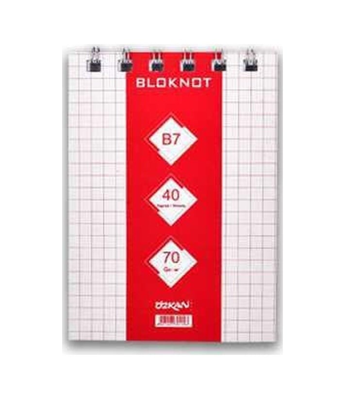 G0140 40 Yaprak Spiralli Bloknot No:2 Kareli 1 Adet