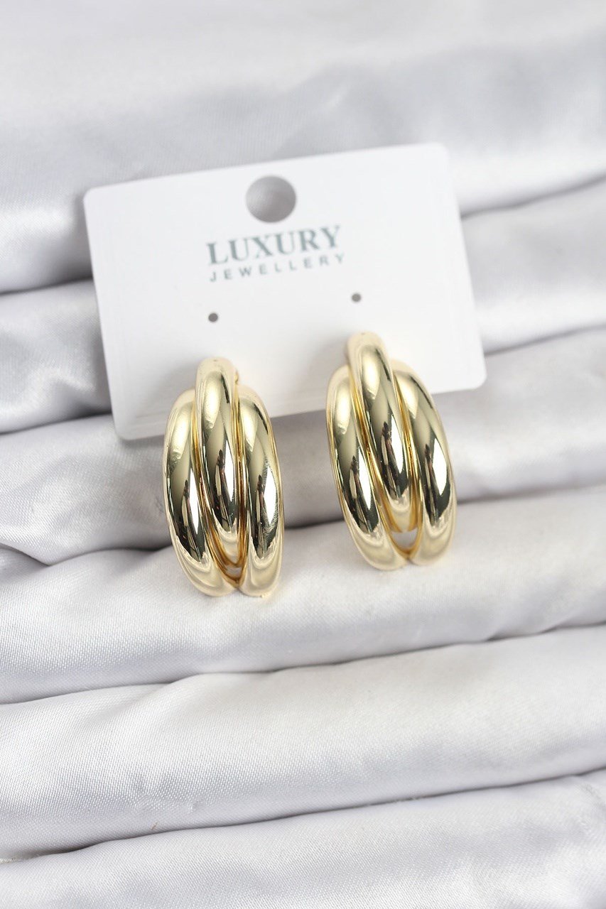Gold Renk Pirinç Yarım Halka Model Kadın Küpe Diğer