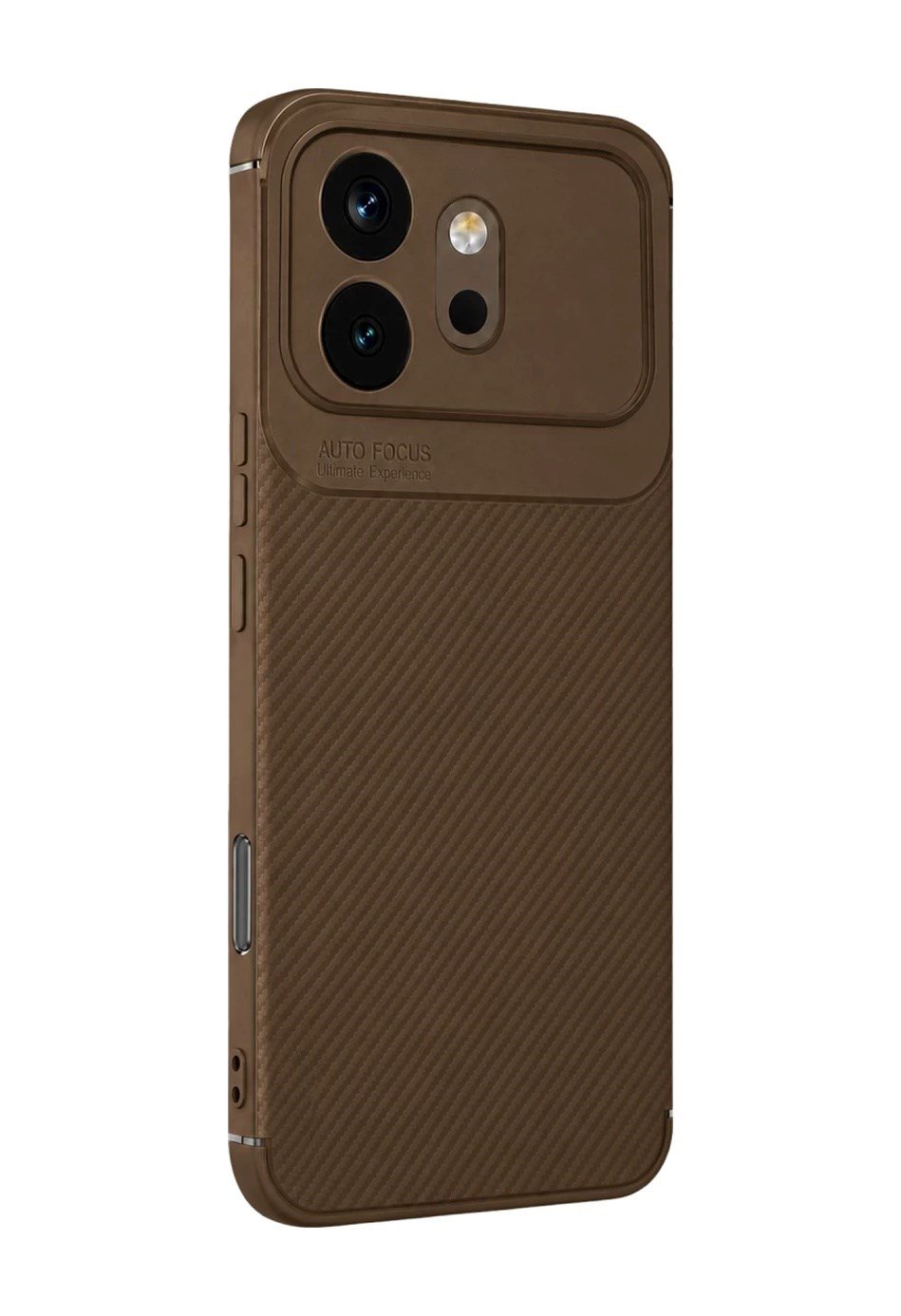 Huawei Honor 600 Uyumlu Auto Focus Karbon Kapak - Kahverengi Belirtilmemiş