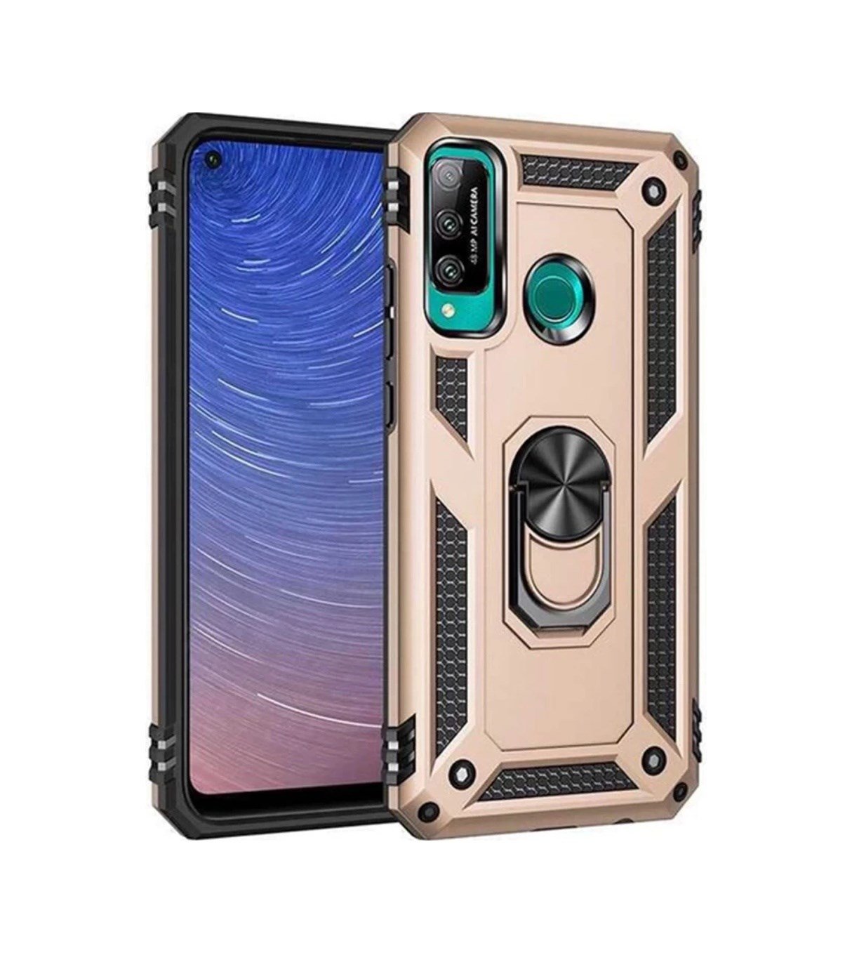 Huawei P40 Lite Uyumlu E Kılıf Sofya Yüzüklü Silikon Kapak - Gold Belirtilmemiş