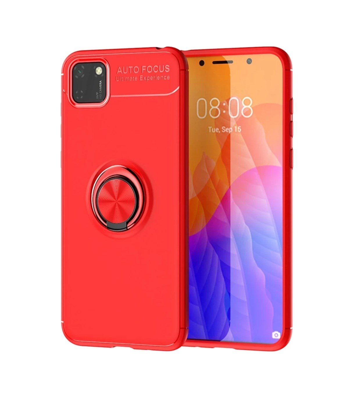 Huawei Y5p Uyumlu Kılıf Range Yüzüklü Silikon - Kırmızı Belirtilmemiş