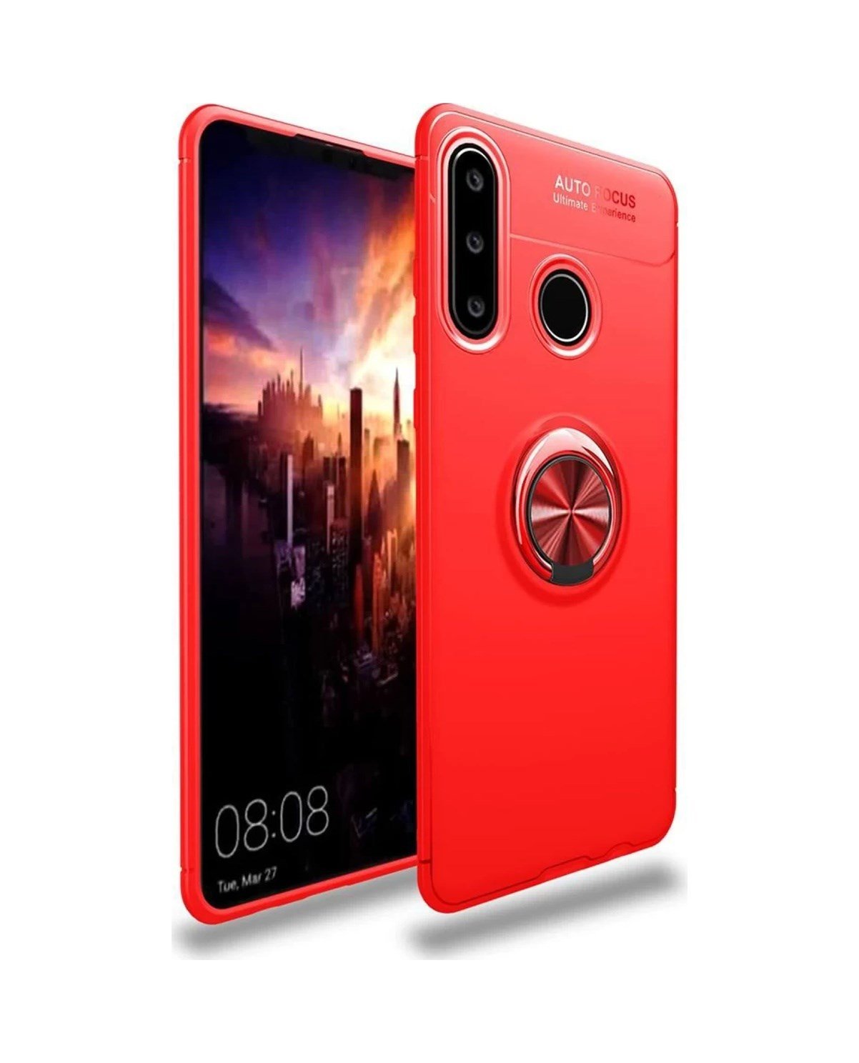 Huawei Y6p Uyumlu Kılıf Range Yüzüklü Silikon - Kırmızı Belirtilmemiş