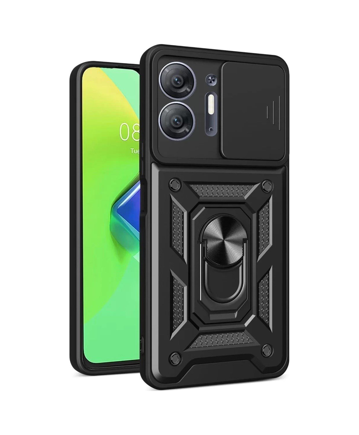İnfinix Hot 30 5g Uyumlu Kılıf Pars Lens Yüzüklü Silikon - Siyah Belirtilmemiş