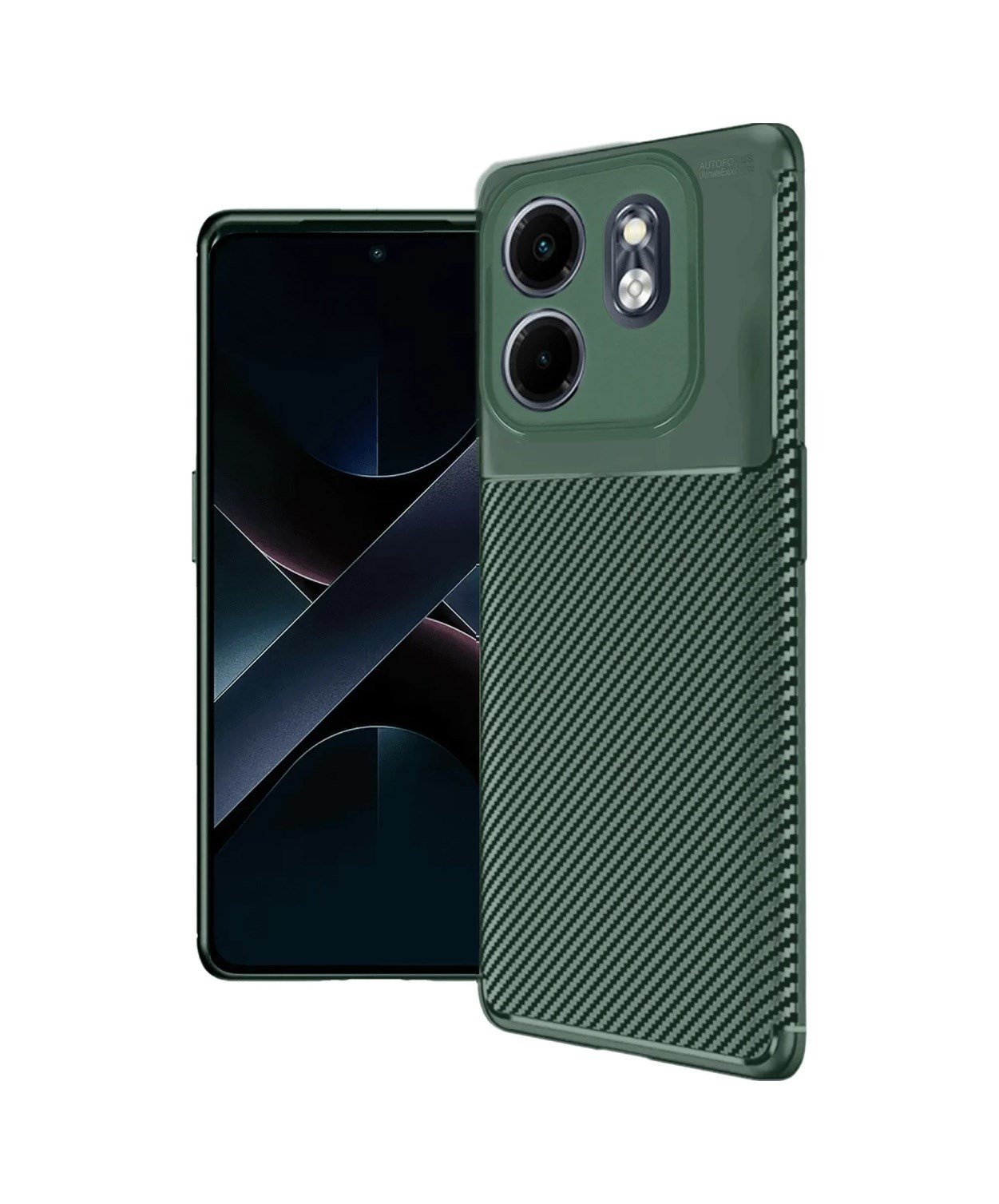 İnfinix Hot 50i 4g Uyumlu Kılıf Auto Focus Karbon Kapak - Koyu Yeşil Belirtilmemiş