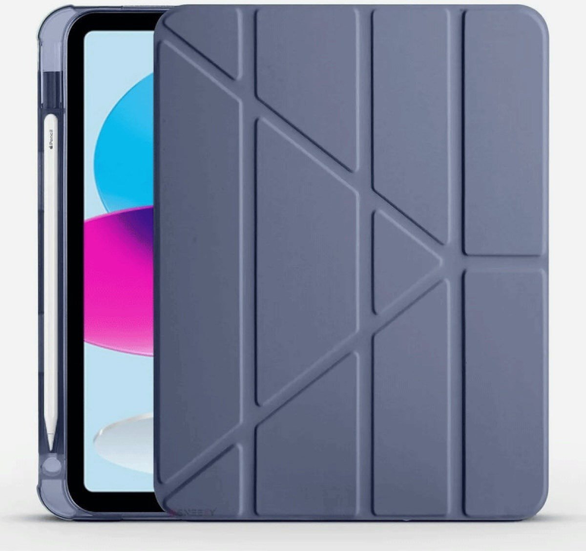 İpad 2022 10.9 10.nesil Kılıf Kalemlikli Mars Tablet Kılıfı - Lavender Arka Kapak Lacivert