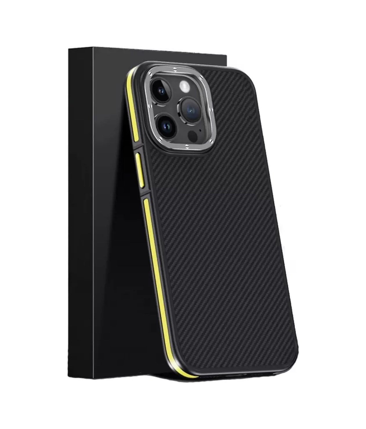 Joko Apple Uyumlu iPhone 15 Pro Uyumlu Kılıf Aramid 600d Kevlar Karbon Fiber Magsafe Kapak - Sarı Belirtilmemiş