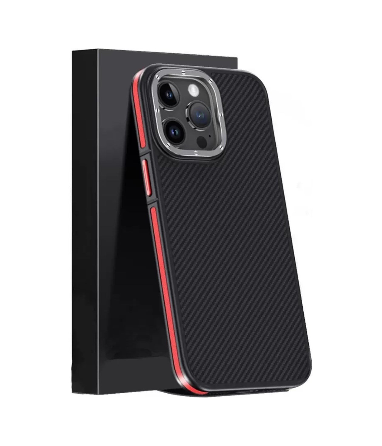 Joko Apple Uyumlu iPhone 15 Pro Uyumlu Kılıf Aramid 600d Kevlar Karbon Fiber Magsafe Kapak - Kırmızı Belirtilmemiş