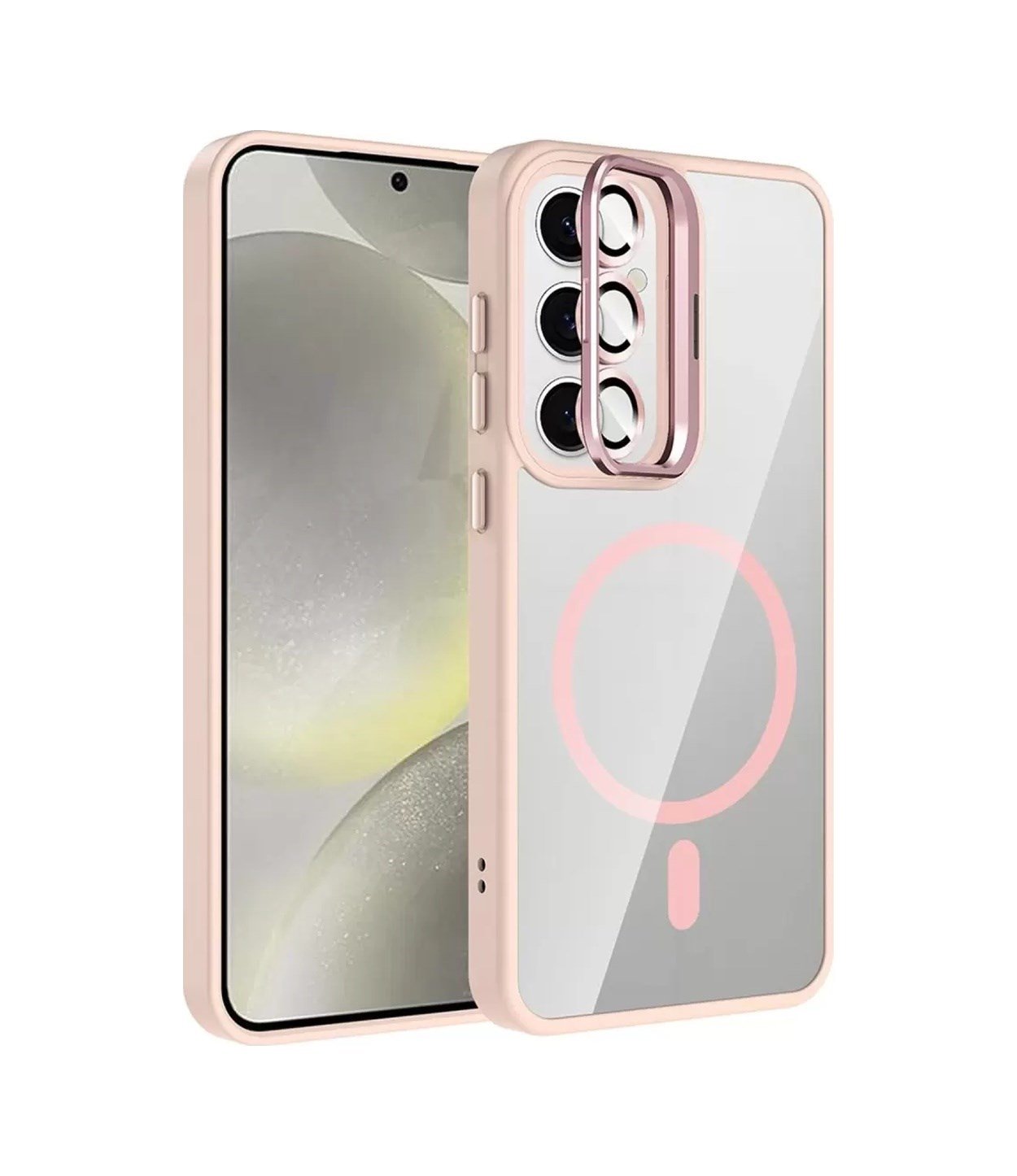 Joko Samsung Galaxy S24 Fe Uyumlu Remim Lensli Magsafe Standlı Kapak - Pembe Belirtilmemiş