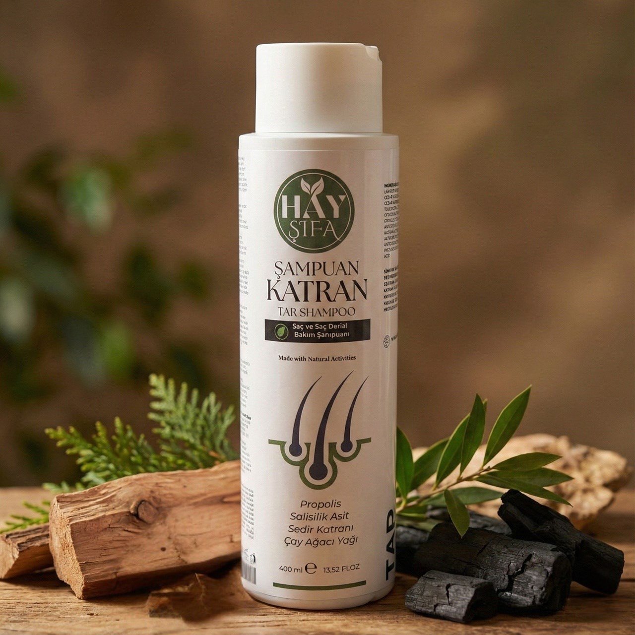 Katran Şampuanı 400 Ml Sedir Katranı Çam Katranı Çay Ağacı Yağı Ve Propolis İçeren Bitkisel Şampuan Normal