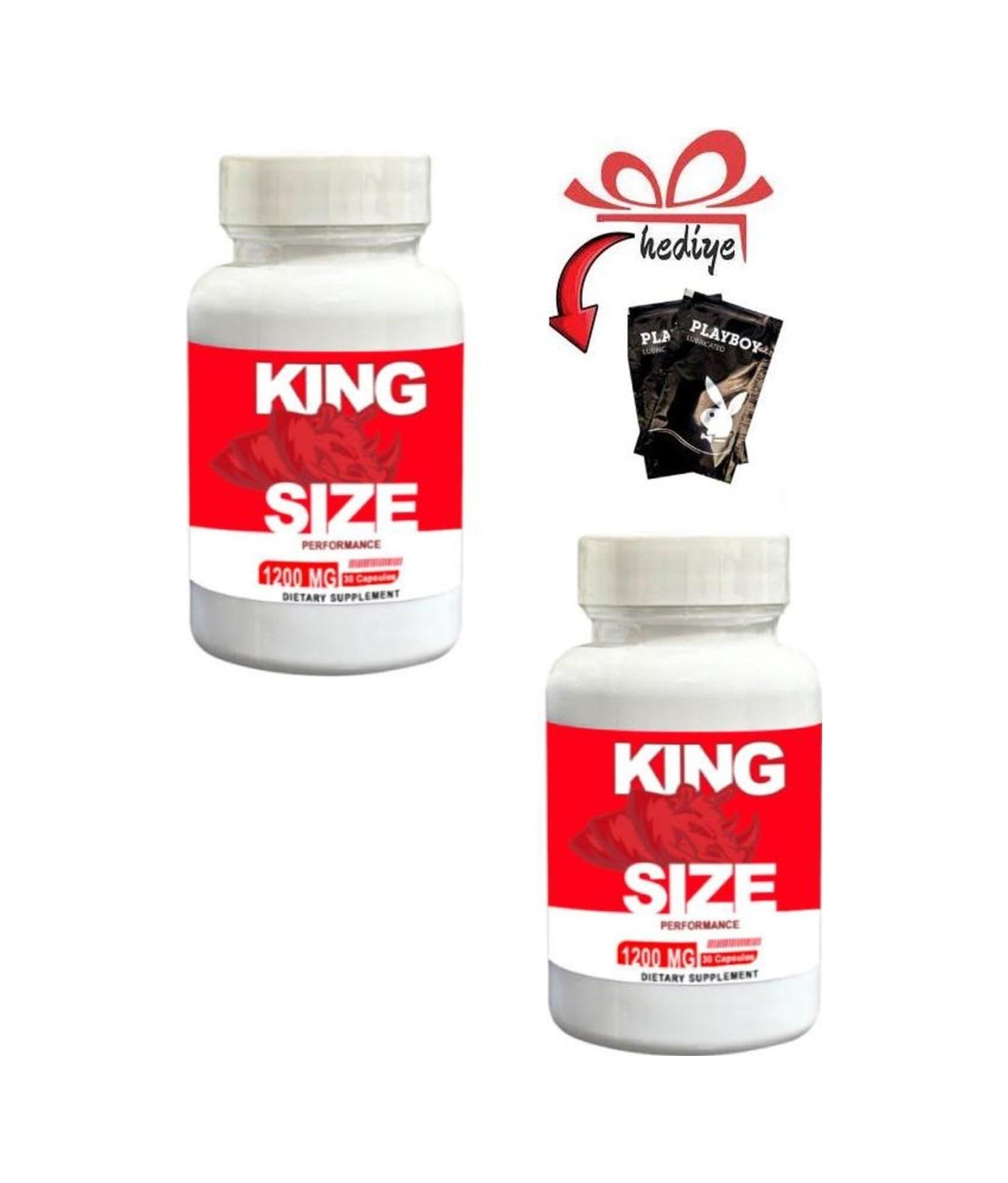King Size Erkek Geliştirici Destekleyici 30'lu X 2 Ad.+ Kayganlaştırıcı Jelle