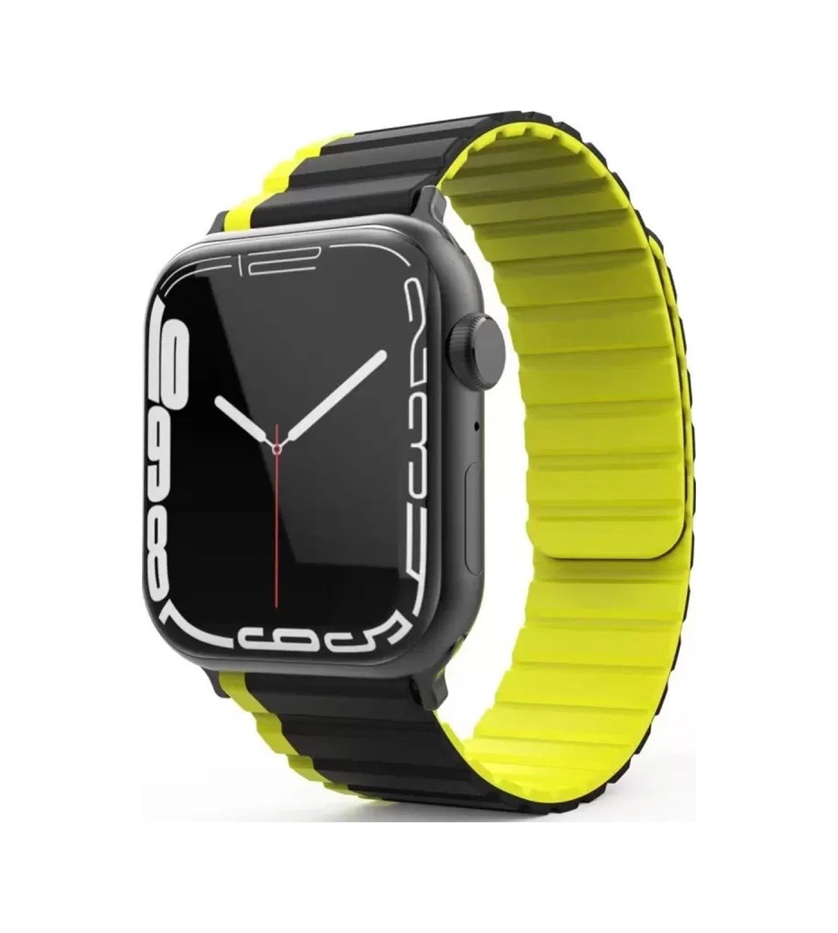 Movenchy Apple Watch 42mm Uyumlu Mo-wb1 Çift Renk Mıknatıslı Silikon Kordon - Siyah-sarı -