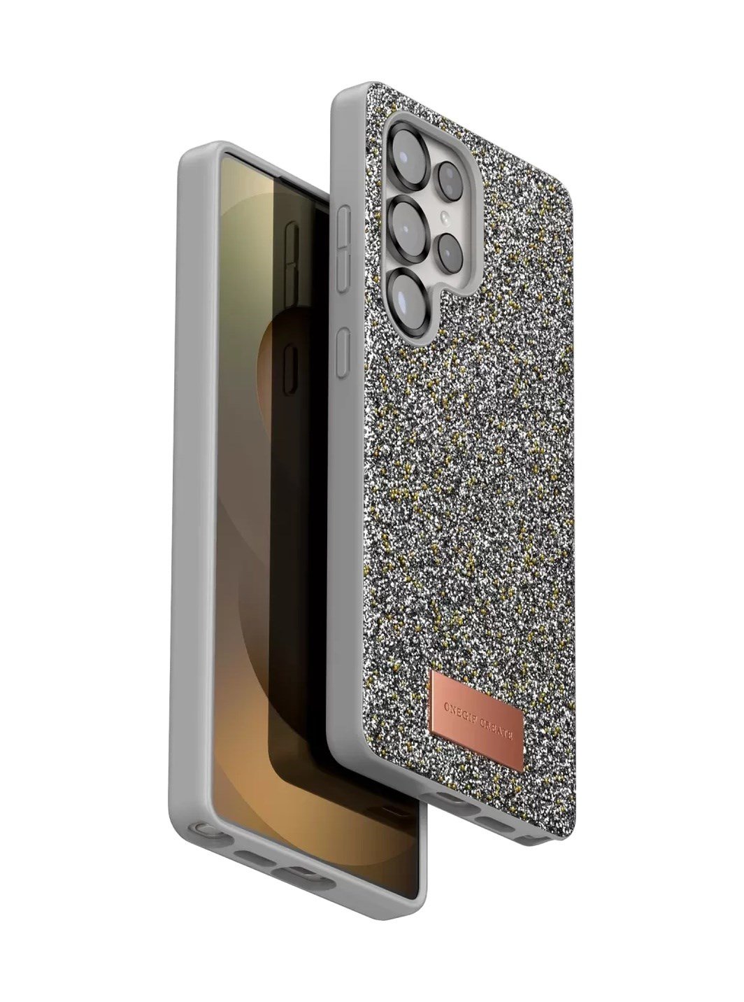 Onegif Samsung Galaxy S25 Ultra Uyumlu Bright Simli Kapak - Gümüş Belirtilmemiş