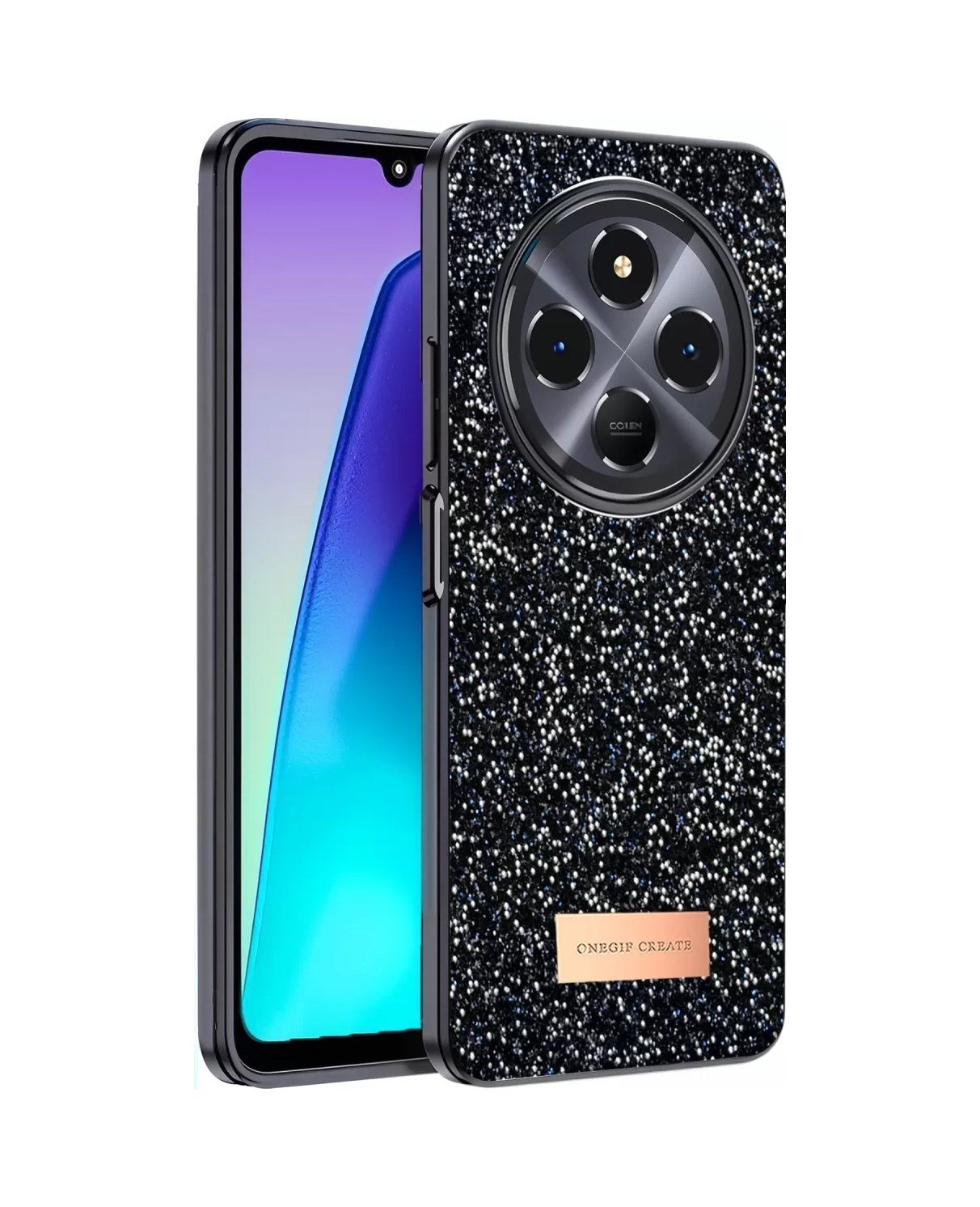 Onegif Xiaomi Redmi 14c Uyumlu Bright Simli Kapak - Siyah Belirtilmemiş