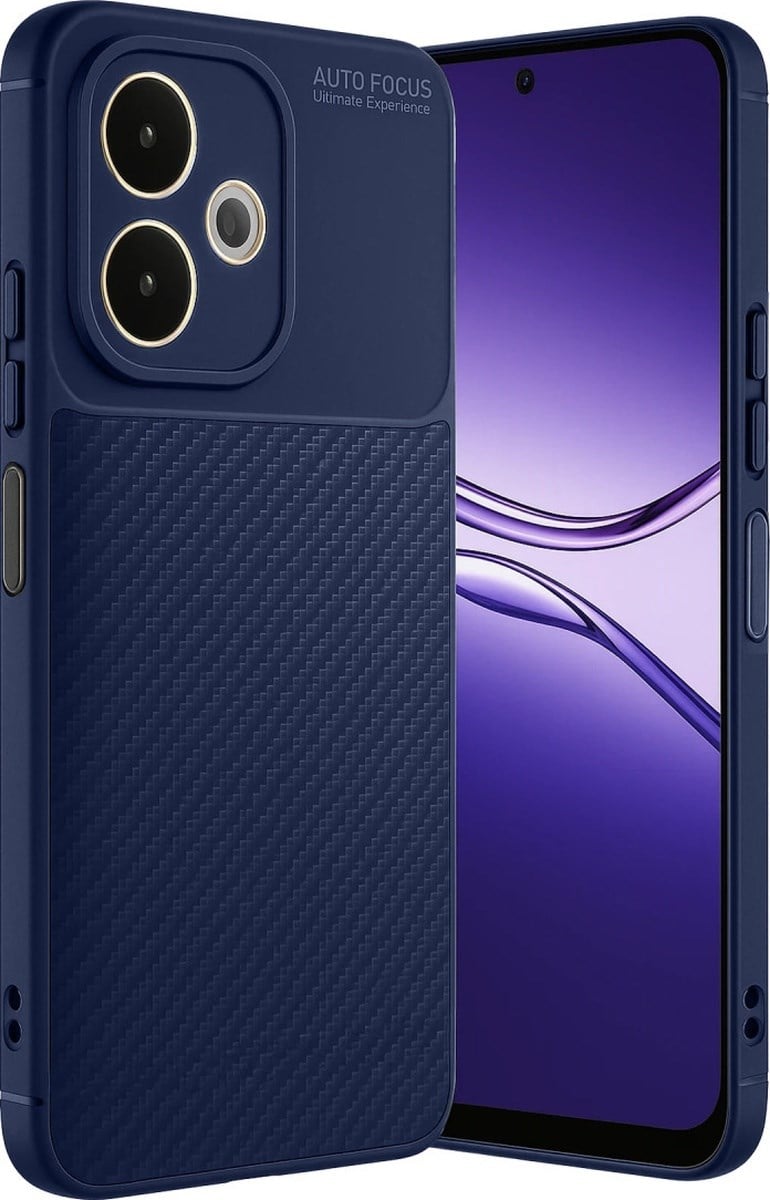 Oppo A5 Pro 4g Uyumlu Kılıf Auto Focus Karbon Kapak - Lacivert Belirtilmemiş
