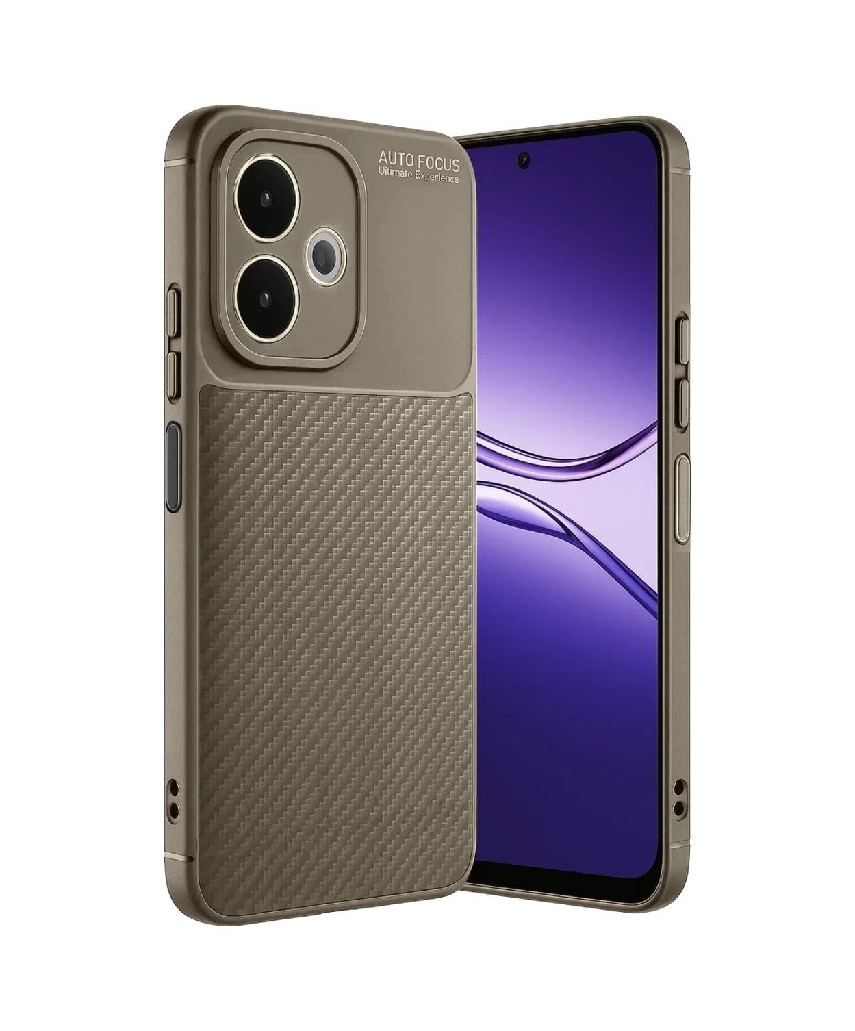 Oppo A5 Pro 4g Uyumlu Kılıf Auto Focus Karbon Kapak - Kahverengi Belirtilmemiş