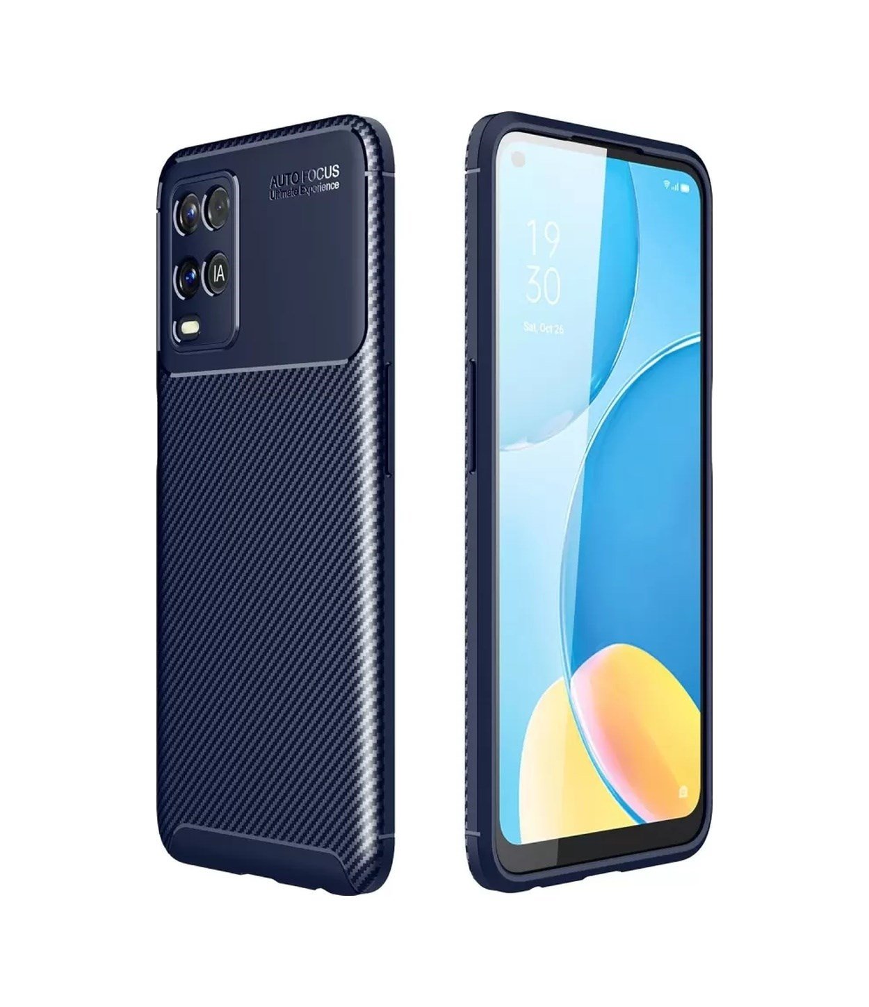 Oppo A54 4g Uyumlu Kılıf Auto Focus Karbon Kapak - Lacivert Belirtilmemiş