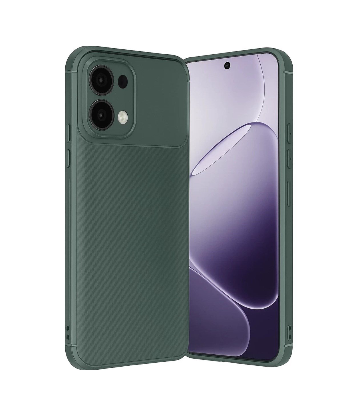 Oppo A6 Pro 4g Uyumlu Auto Focus Karbon Kapak - Koyu Yeşil Belirtilmemiş