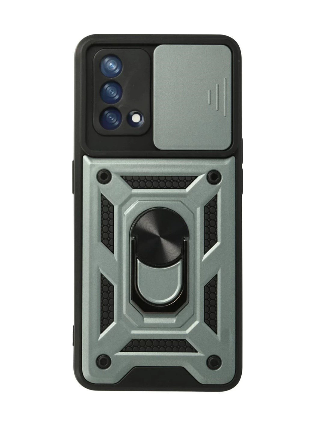 Oppo A74 4g Uyumlu Kılıf Pars Lens Yüzüklü Silikon - Yeşil Belirtilmemiş
