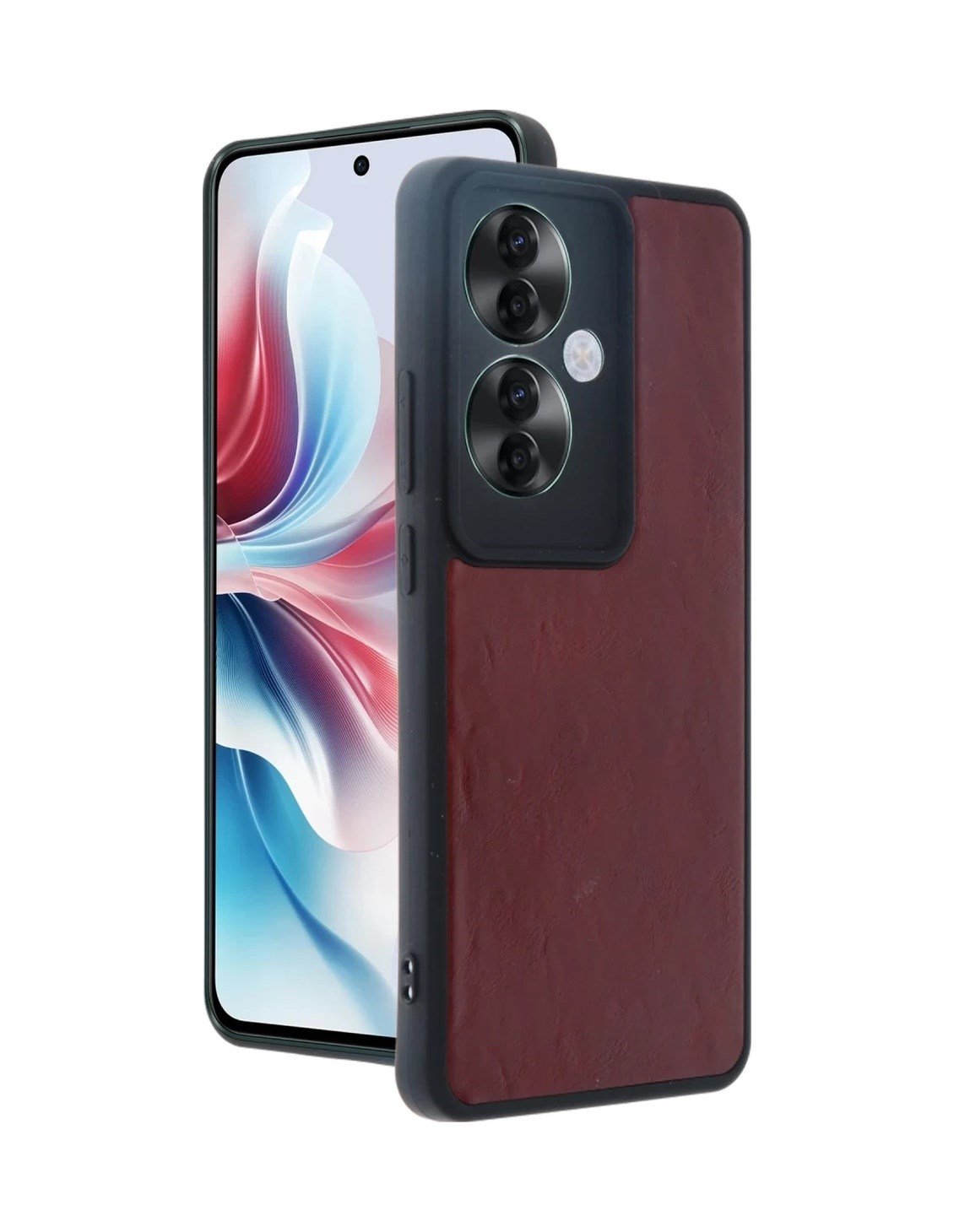 Oppo Reno 11f Uyumlu Kılıf Aras Deri Kapak - Bordo Belirtilmemiş