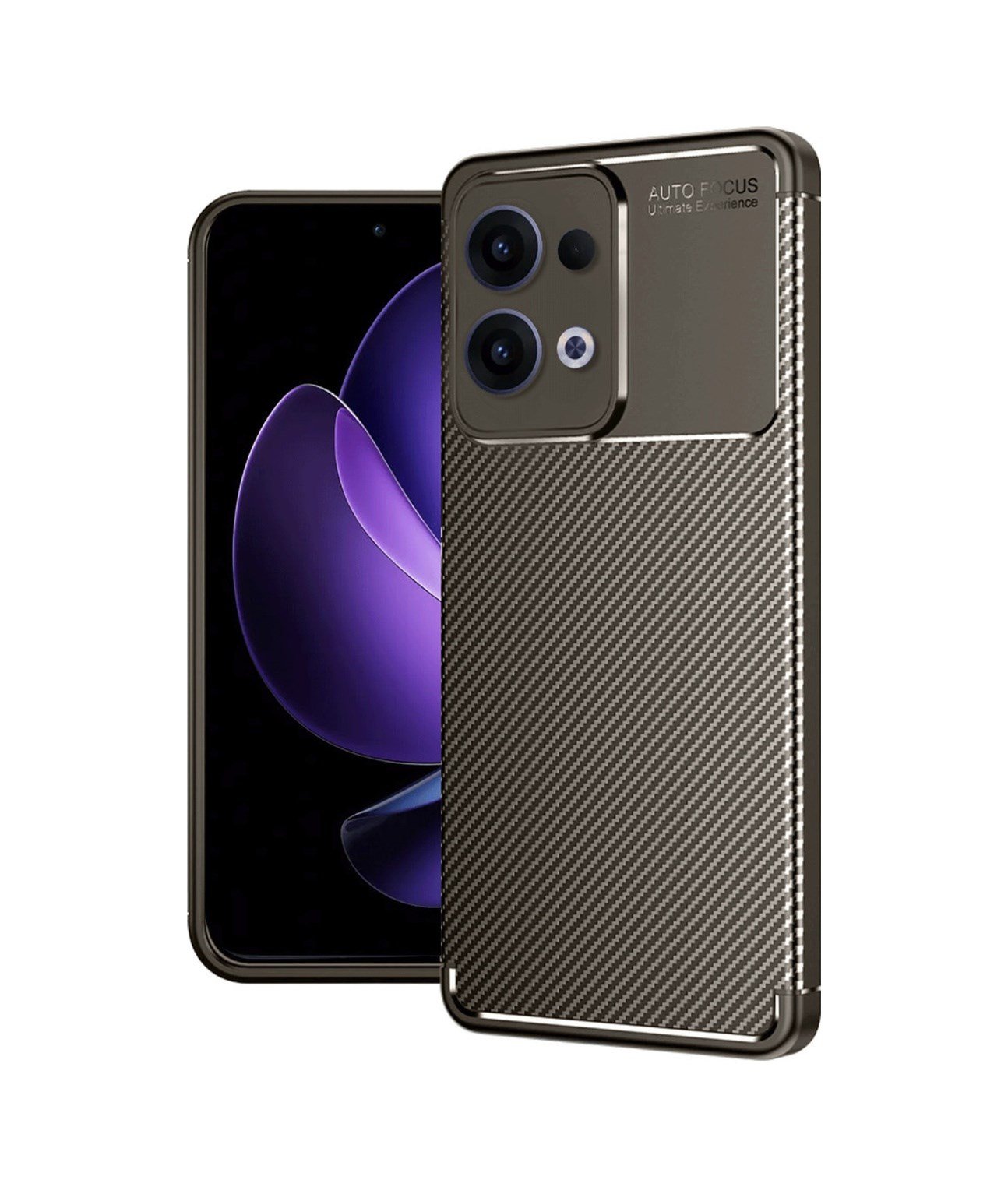 Oppo Reno 13 Pro Uyumlu Kılıf Auto Focus Karbon Kapak - Kahverengi Belirtilmemiş