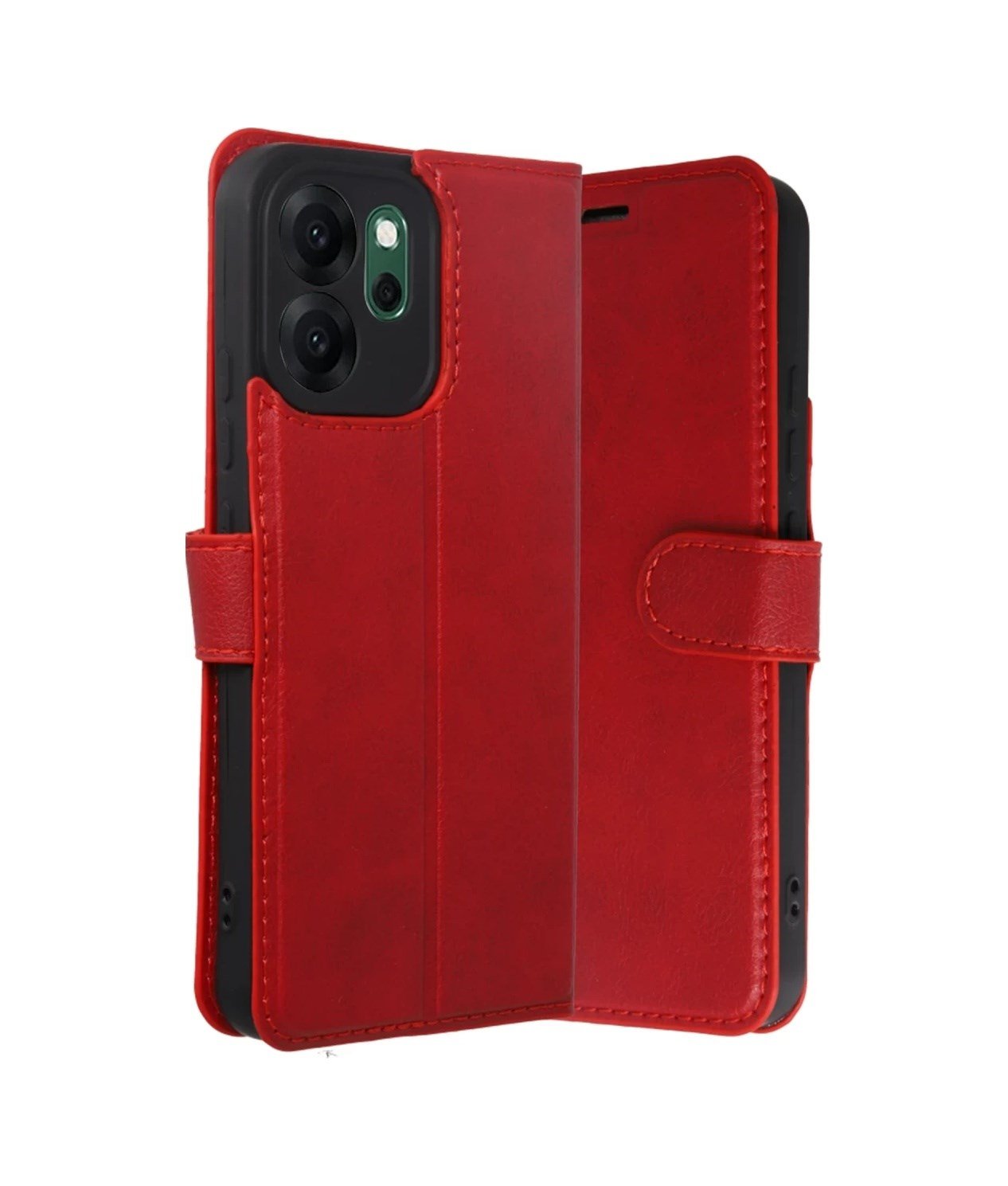 Oppo Reno 14f Uyumlu Trend S Plus Kapaklı Kılıf - Kırmızı Belirtilmemiş