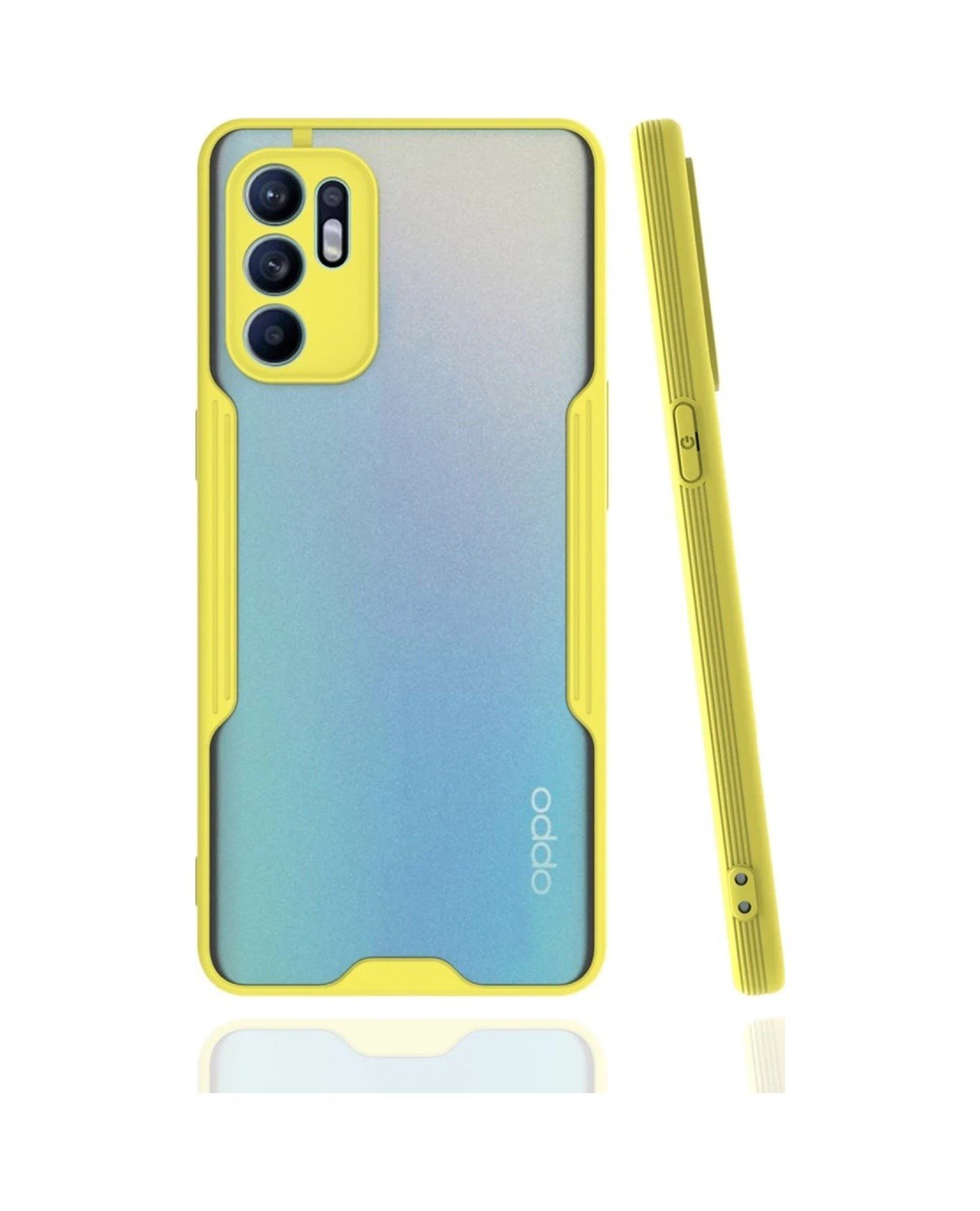 Oppo Reno 6 Kılıf Platin Silikon - Sarı 0.2M-Çok Renkli