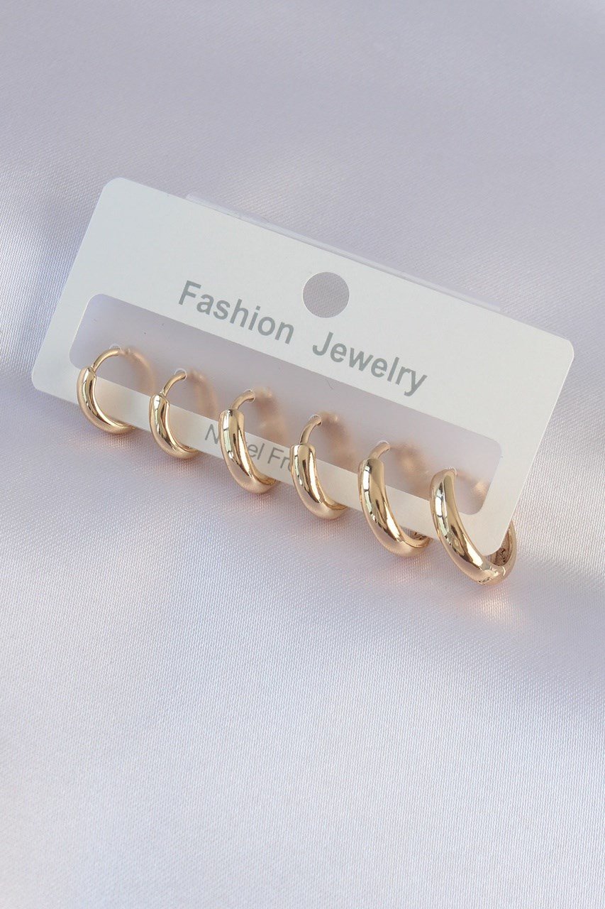 Pirinç Gold Renk Oval Küpe Seti Diğer