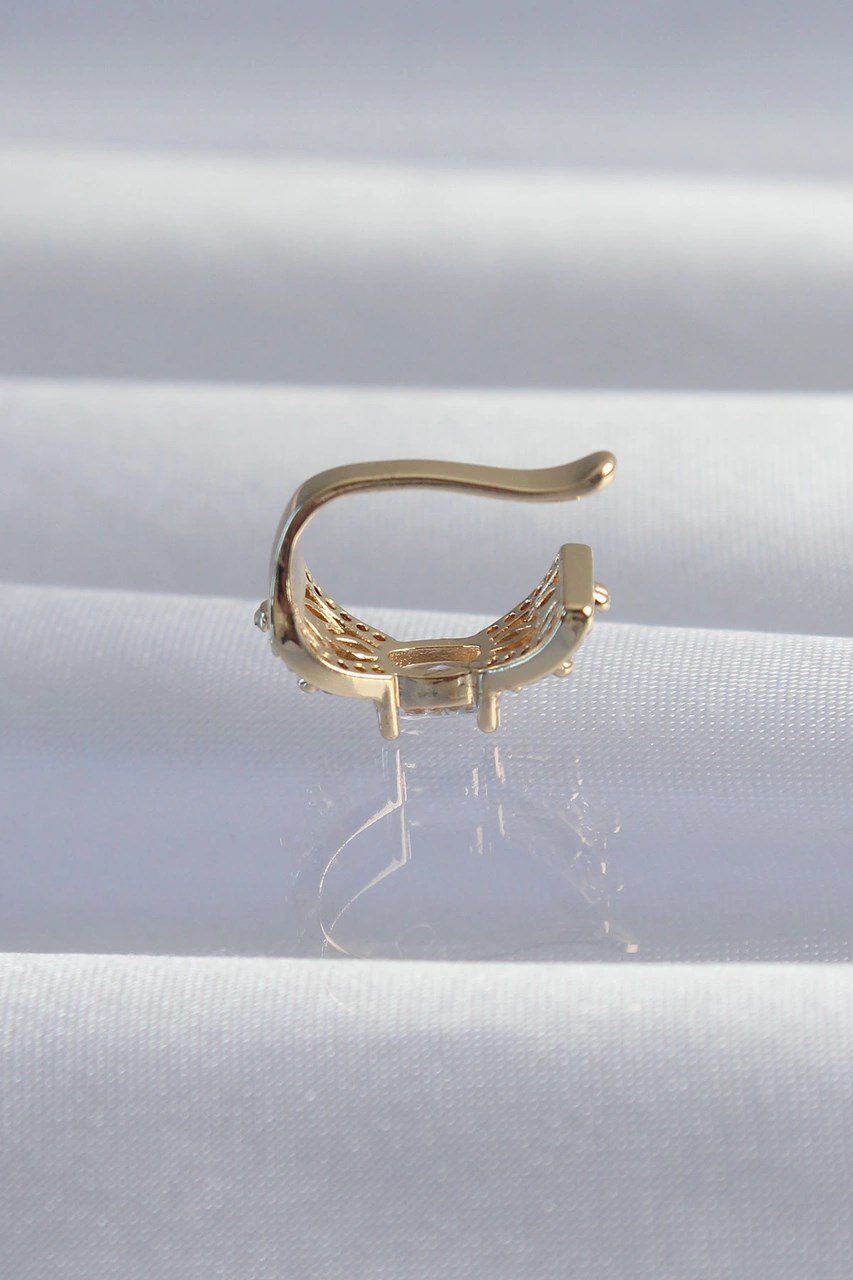Pirinç Gold Renk Zirkon Taş Kaplama Earcuff Küpe Diğer