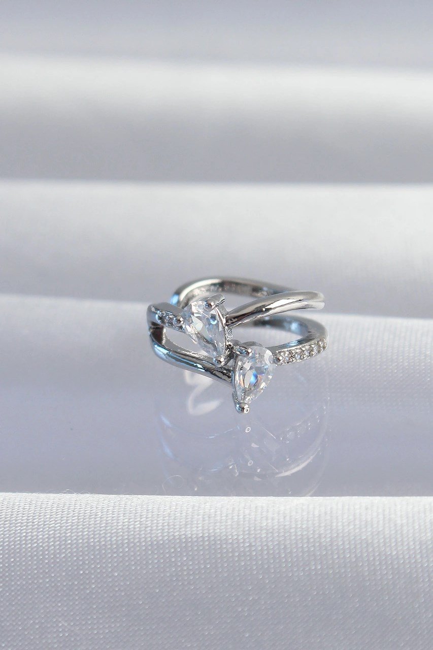 Pirinç Gümüş Renk Zirkon Taşlı Damla Earcuff Küpe Diğer