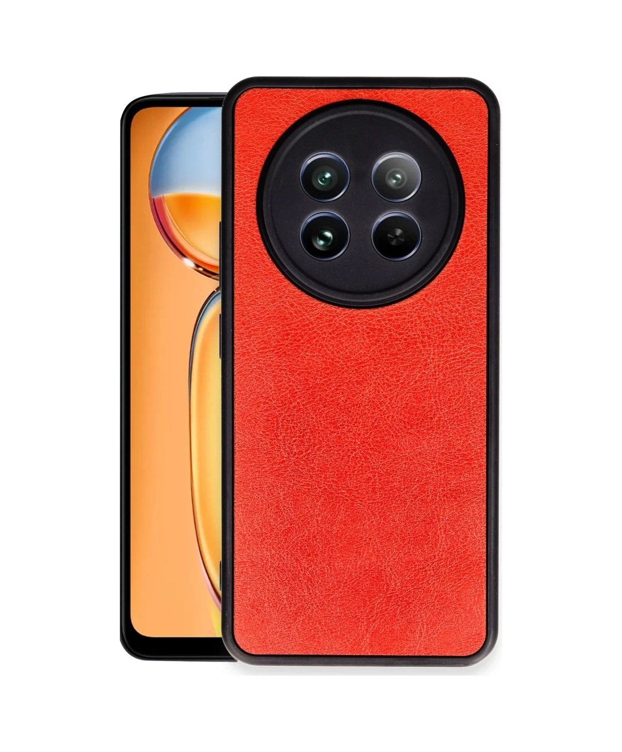 Realme 12 5g Uyumlu Kılıf Aras Deri Kapak - Kırmızı Belirtilmemiş