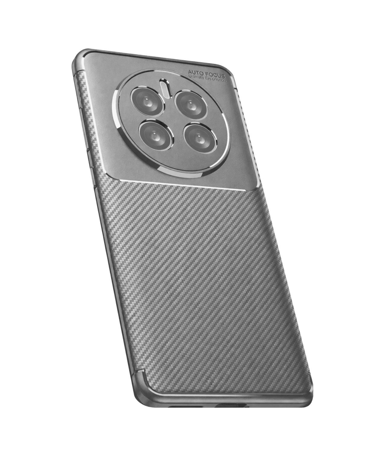Realme 12 Pro Plus Uyumlu Kılıf Auto Focus Karbon Kapak - Gri Belirtilmemiş