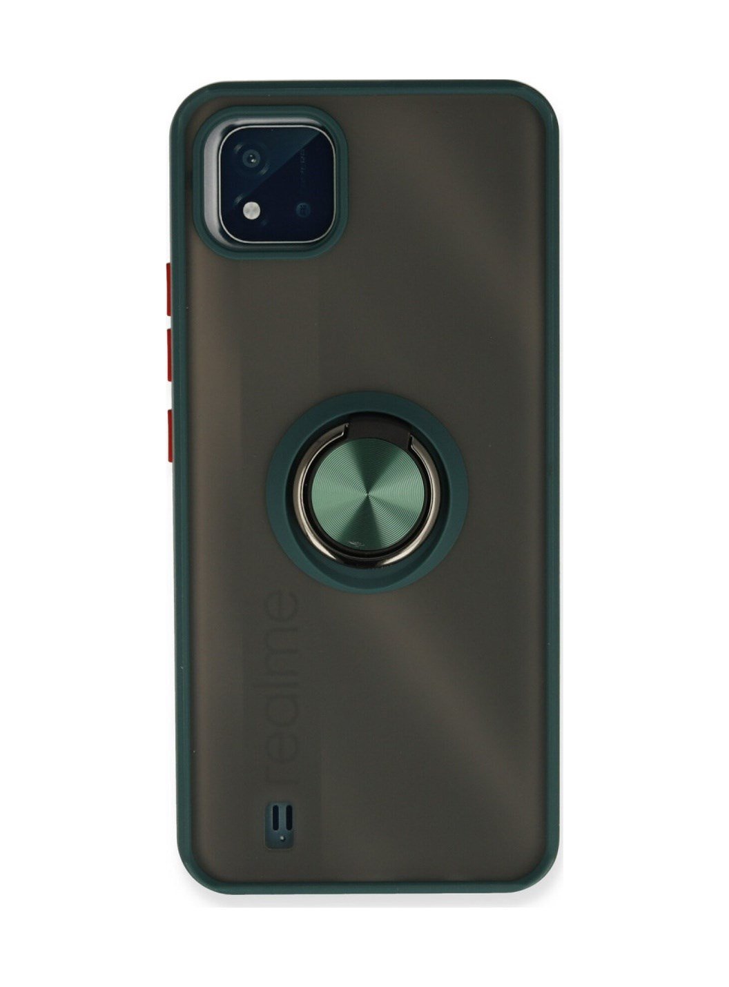 Realme C11 2021 Uyumlu Kılıf Montreal Yüzüklü Silikon Kapak - Yeşil Belirtilmemiş