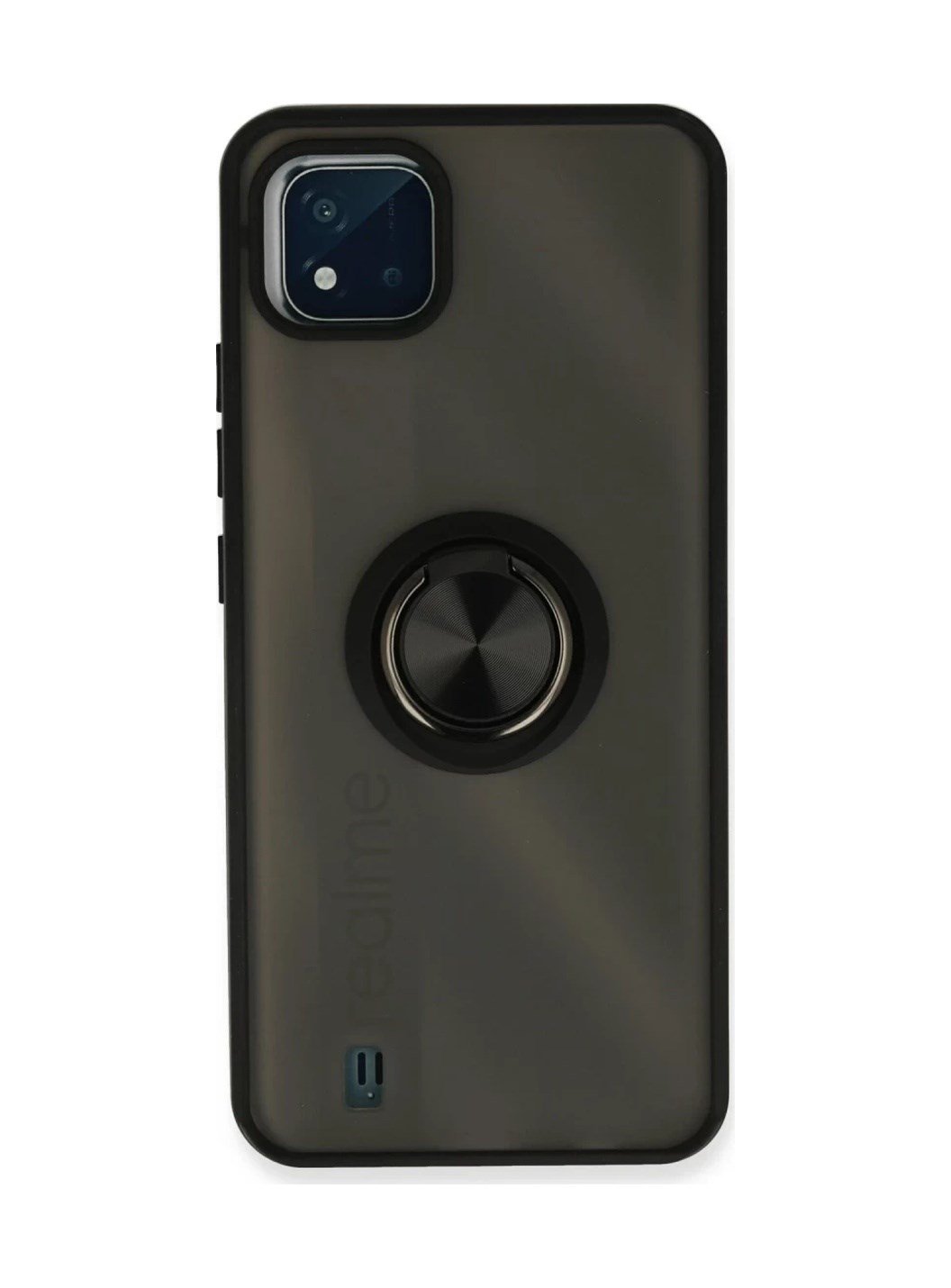 Realme C11 2021 Uyumlu Kılıf Montreal Yüzüklü Silikon Kapak - Siyah Belirtilmemiş