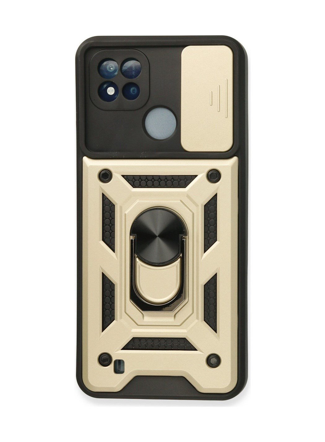 Realme C11 2021 Uyumlu Kılıf Pars Lens Yüzüklü Silikon - Gold Belirtilmemiş